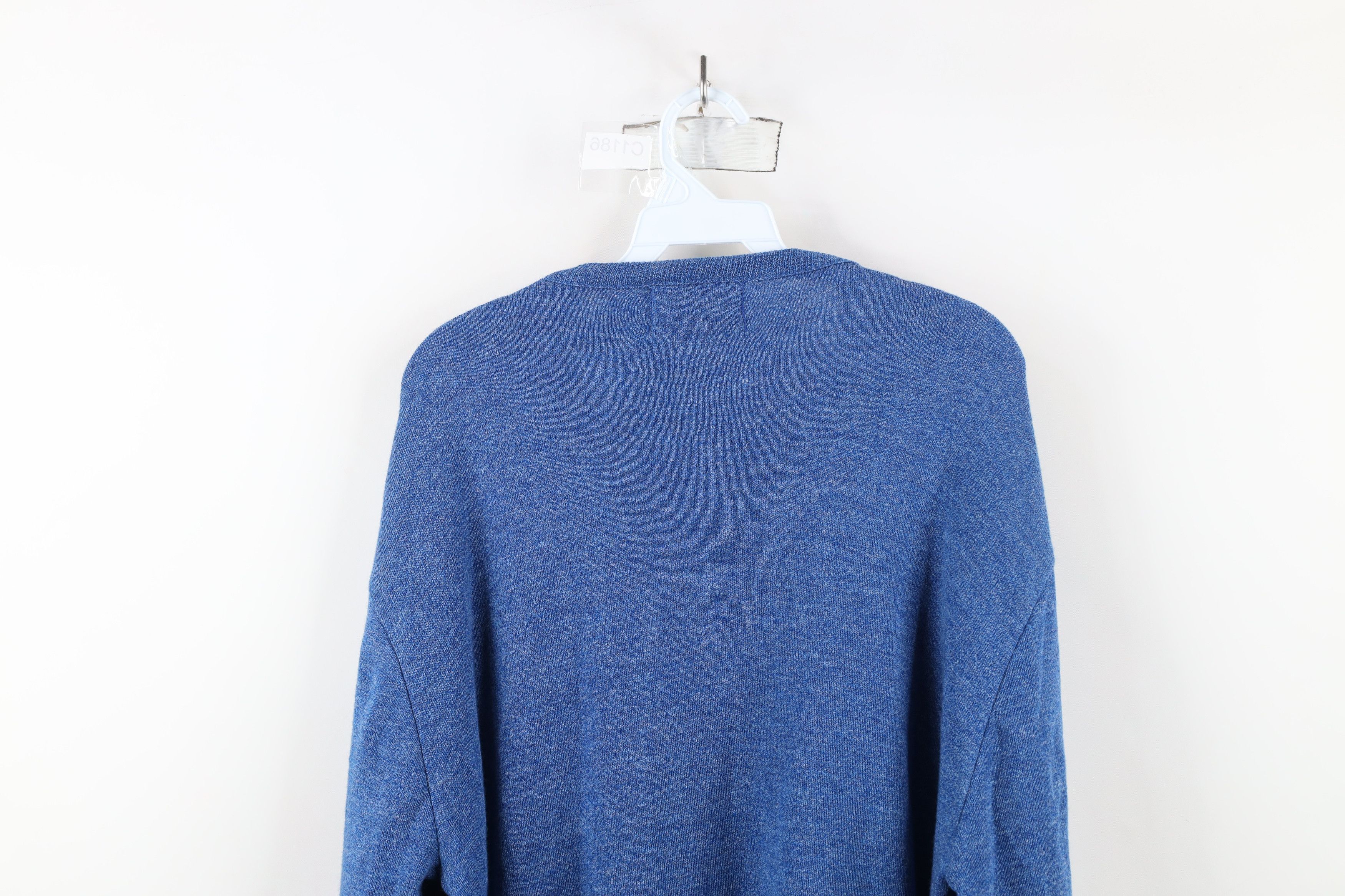 Vintage Vintage 70s Streetwear Blank Knit V-Neck Sweater Blue USA Size US XL / EU 56 / 4 - 11 Thumbnail