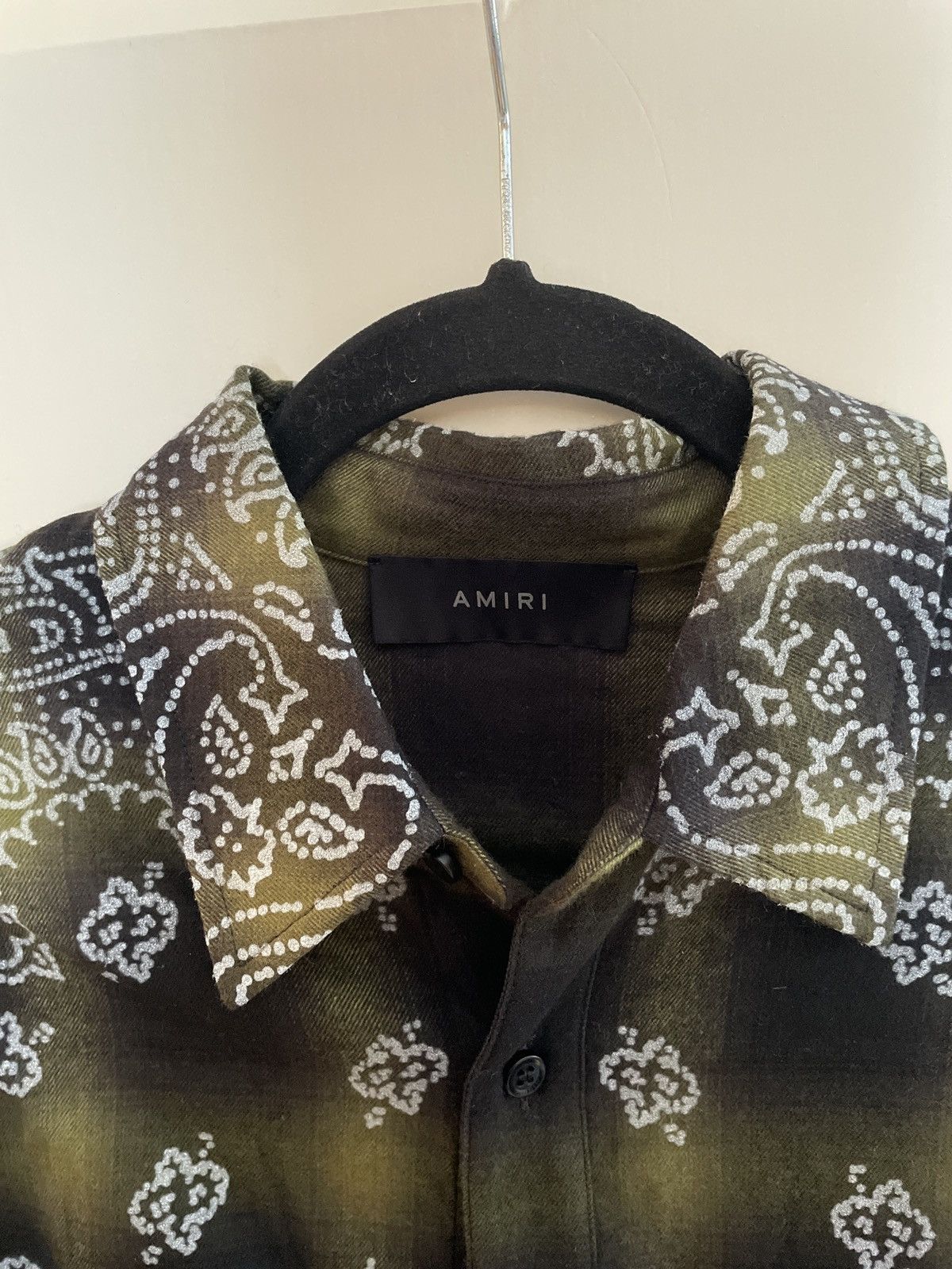 Amiri Bleach Bandana Military Green Shirt Size US L / EU 52-54 / 3 - 3 Thumbnail