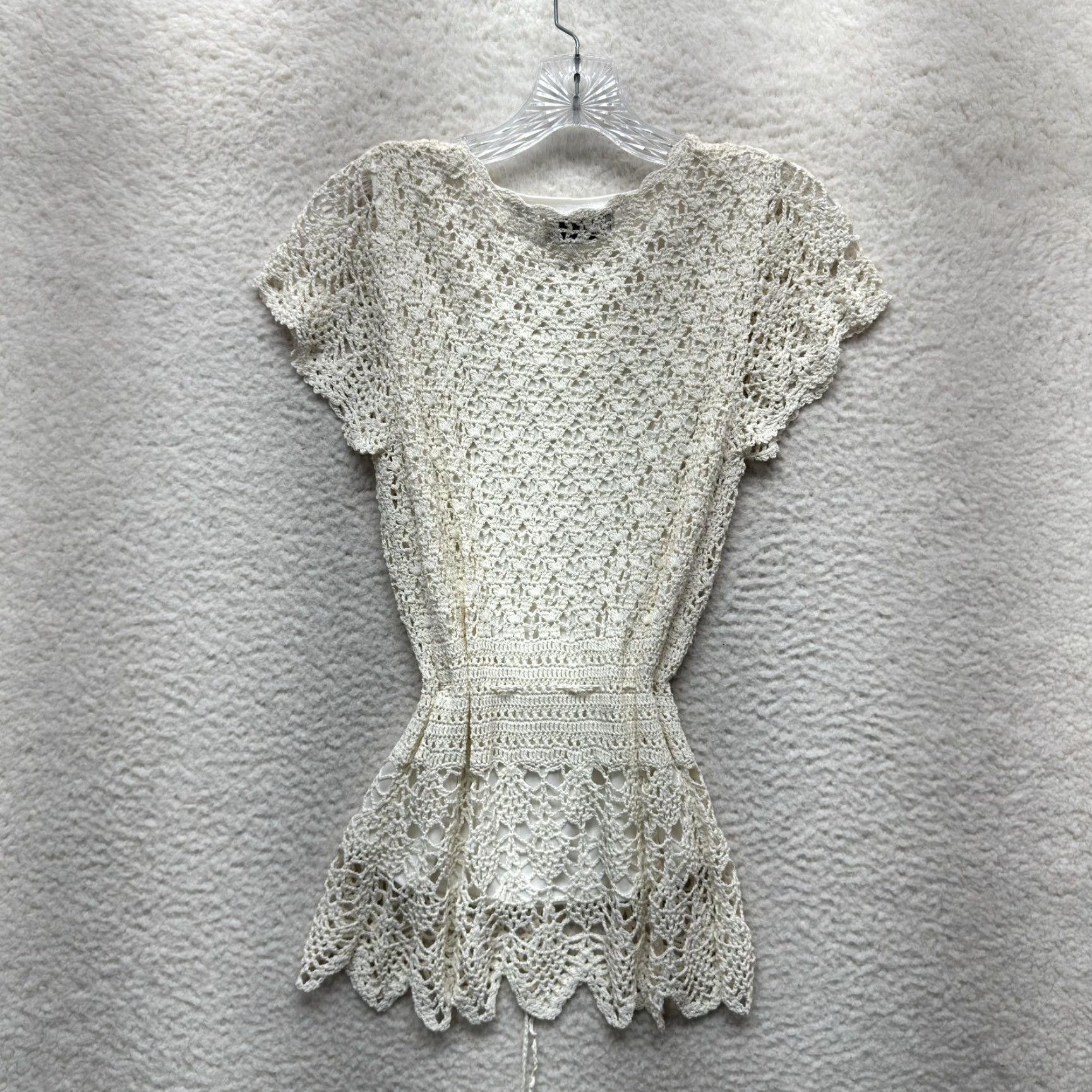 Vintage VINTAGE Y2K Crochet Knit Top White Small Boho Bohemian Cottagecore Prairie Shirt S White M. Nicole Womens Size S / US 4 / IT 40 - 2 Thumbnail