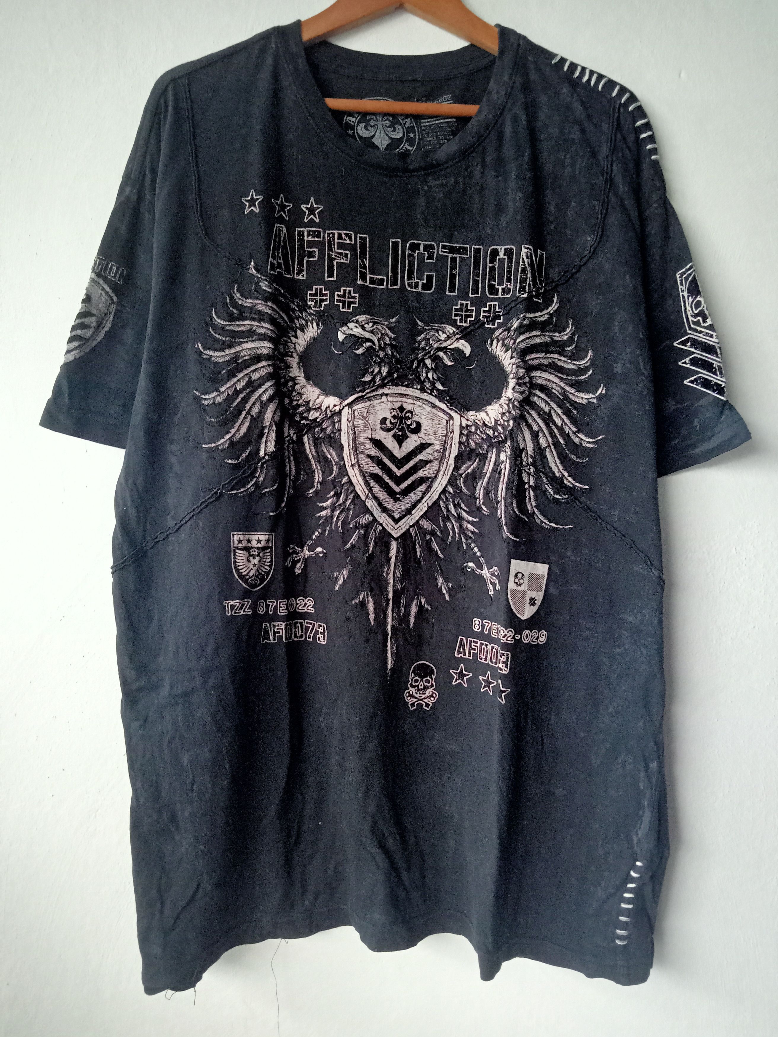 Affliction Affliction Biglogo Spellout Patchwork Distressed T shirt Size US XXL / EU 58 / 5 - 1 Thumbnail