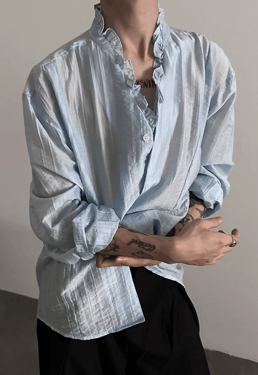 Other Men’s French ruffled lace V-neck shirt Size US M / EU 48-50 / 2 - 8 Thumbnail