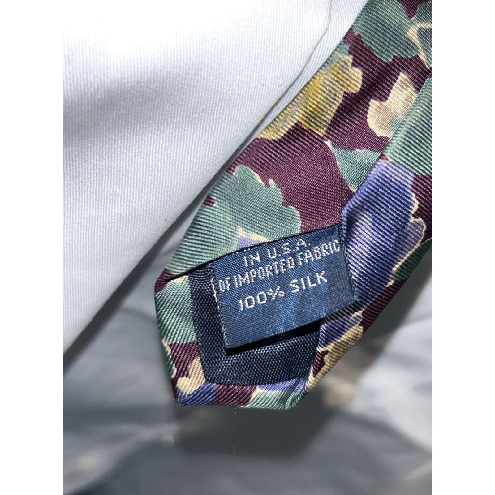 Lands' End VTG Lands' End Tie Men Silk Multi-Color Floral Geometric EUC Made In USA MENS Tie Size ONE SIZE - 4 Thumbnail