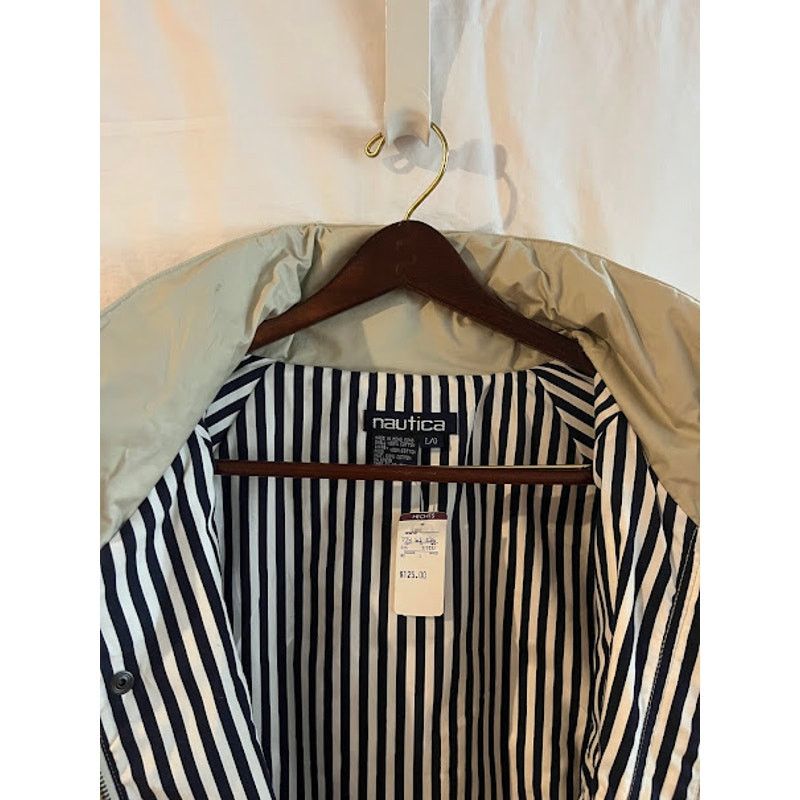 Nautica × Vintage VTG NWT Nautica Jacket Mens Tan Full Zip Lining Hidden Hood Size US L / EU 52-54 / 3 - 4 Thumbnail