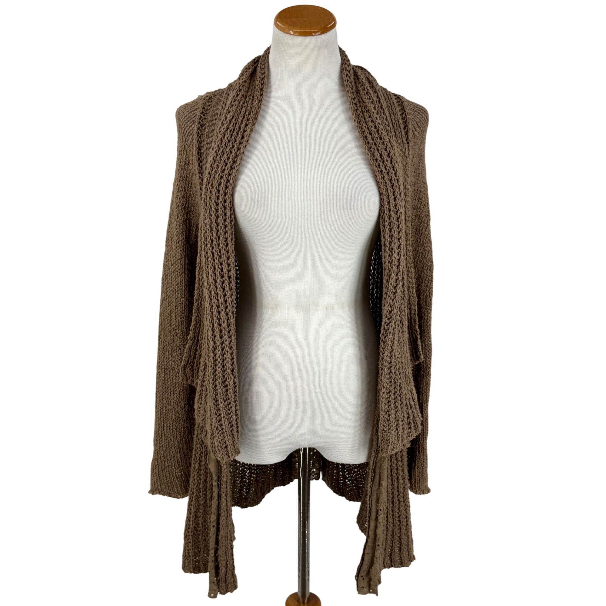 Anthropologie Anthropologie Brown Lace Trim Knit Cardigan Sweater | Grunge Size S / US 4 / IT 40 - 16 Thumbnail