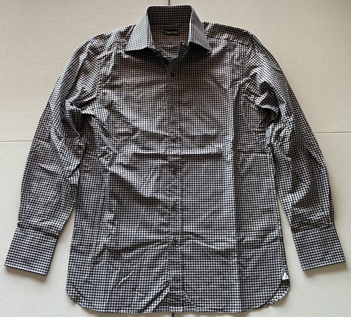 Tom Ford Tom Ford blk/silver houndstooth shirt 16 41e NEW Size US L / EU 52-54 / 3 - 1 Thumbnail