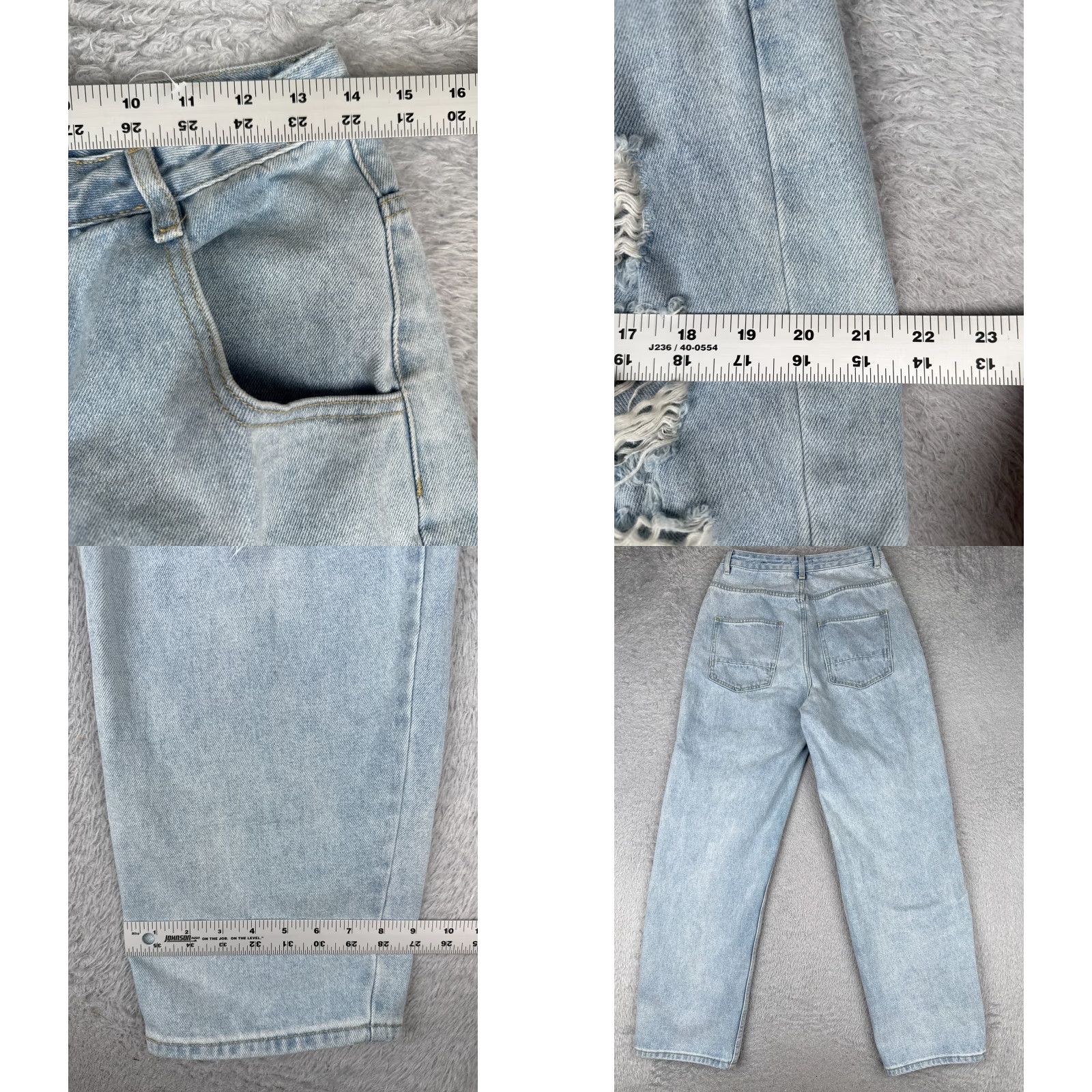 Fashion Nova Fashion Nova Jeans Juniors 9 Blue Denim Jeans Wide Leg Distressed Cotton 28x31 Jeans Women Boys Girls Mens Size 30" / US 8 / IT 44 - 9 Thumbnail