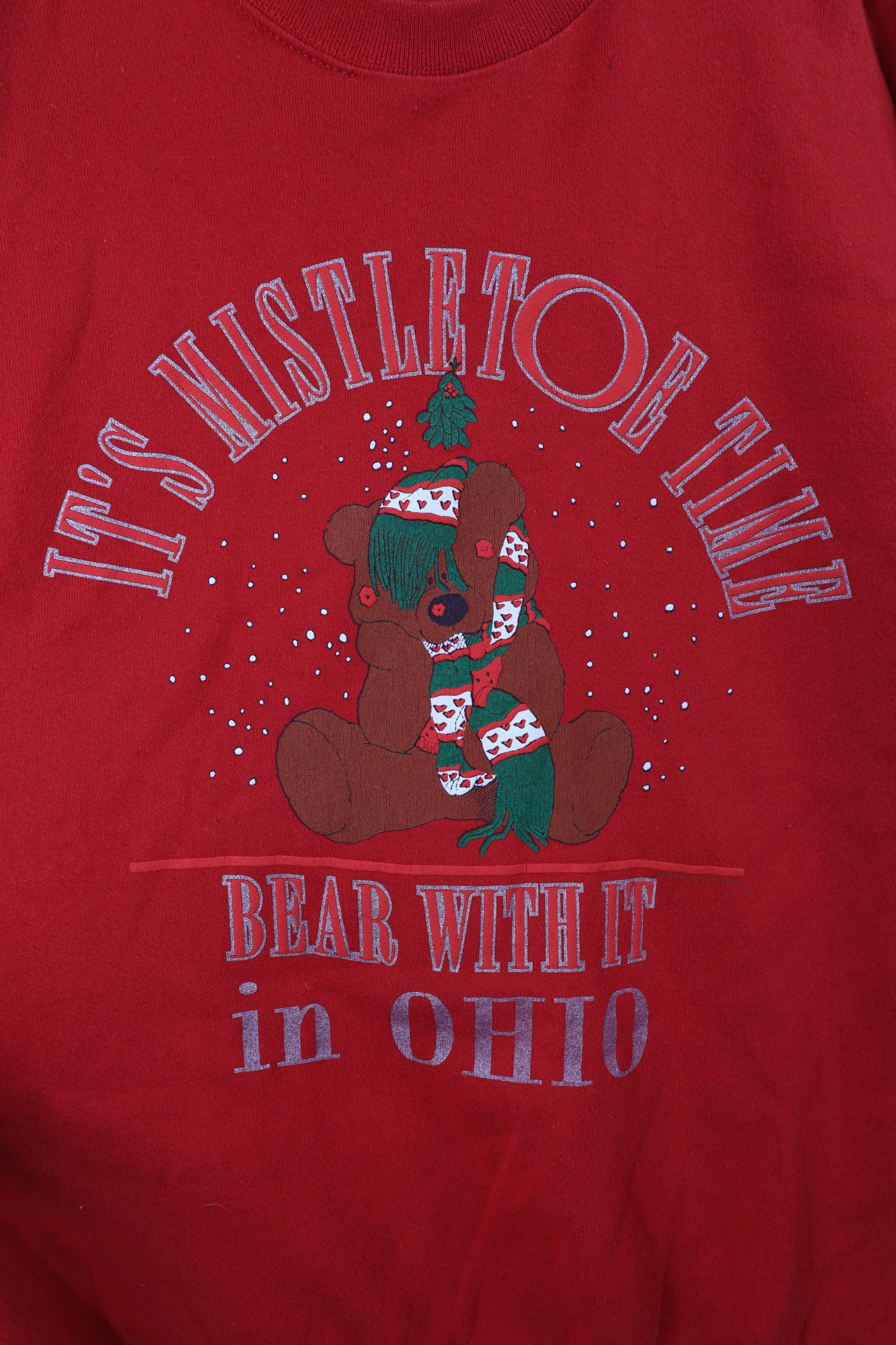 Vintage Vintage 90s Streetwear Christmas Ohio Sweatshirt Red USA Size L / US 10 / IT 46 - 4 Thumbnail