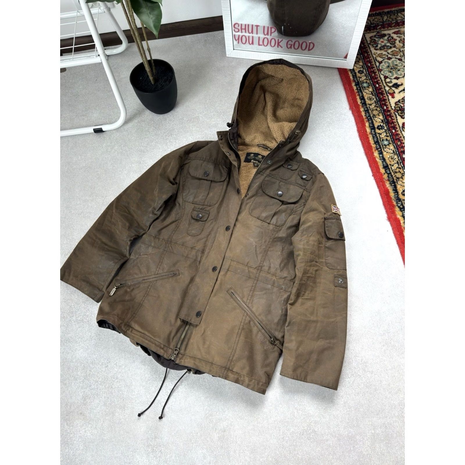 Barbour VINTAGE Barbour Jacket Parka Wax Cotton Brown Women's Coat Hooded Size UK 12 US 8 M Brown 90s Retro Vintage Barbour Clothes Womens Parka Jacket Size M / US 6-8 / IT 42-44 - 3 Thumbnail
