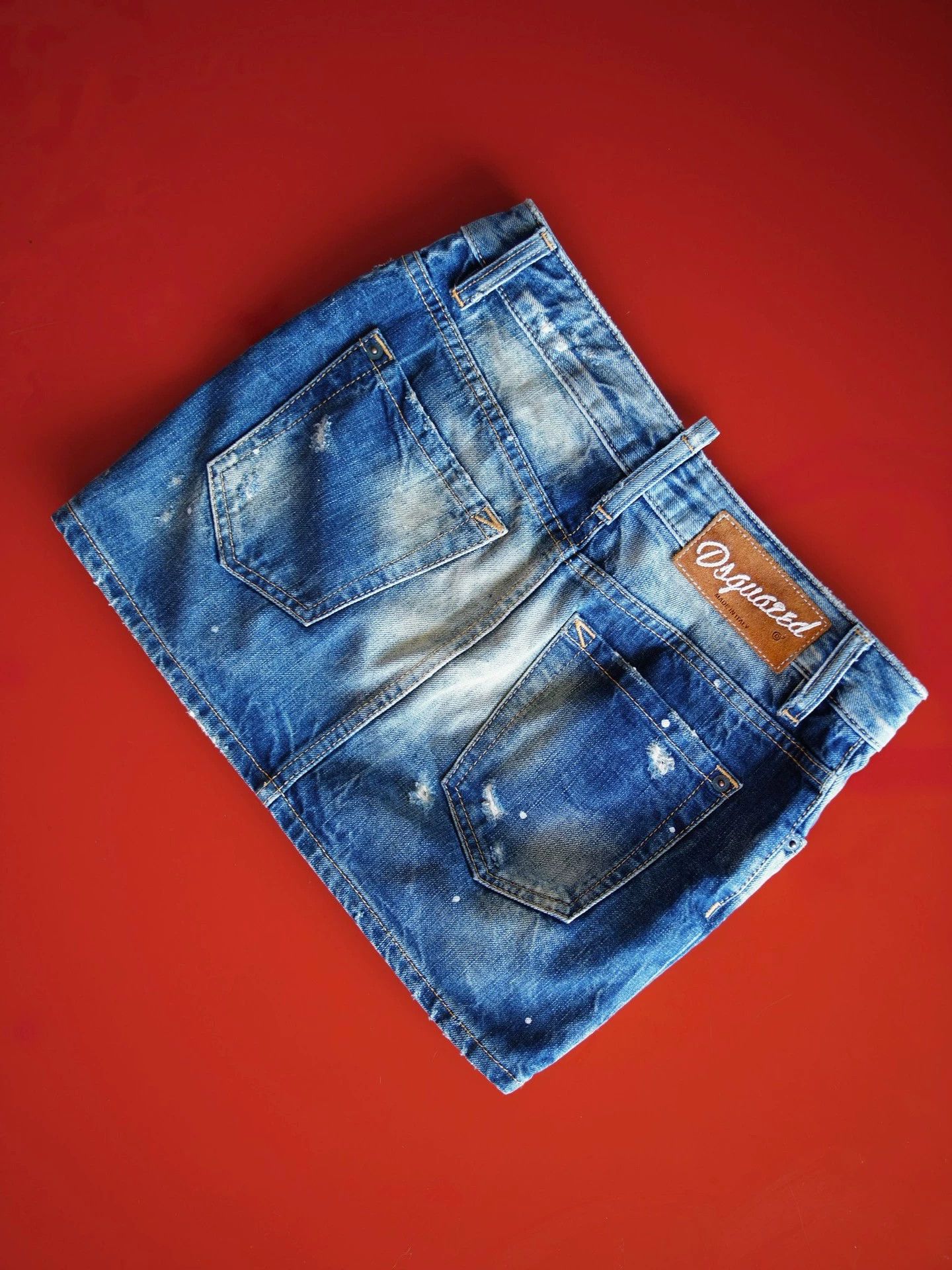 Dsquared2 dsquared2 women's mint distressed denim mid-rise mini-skirt Size 26" / US 2 / IT 38 - 3 Thumbnail