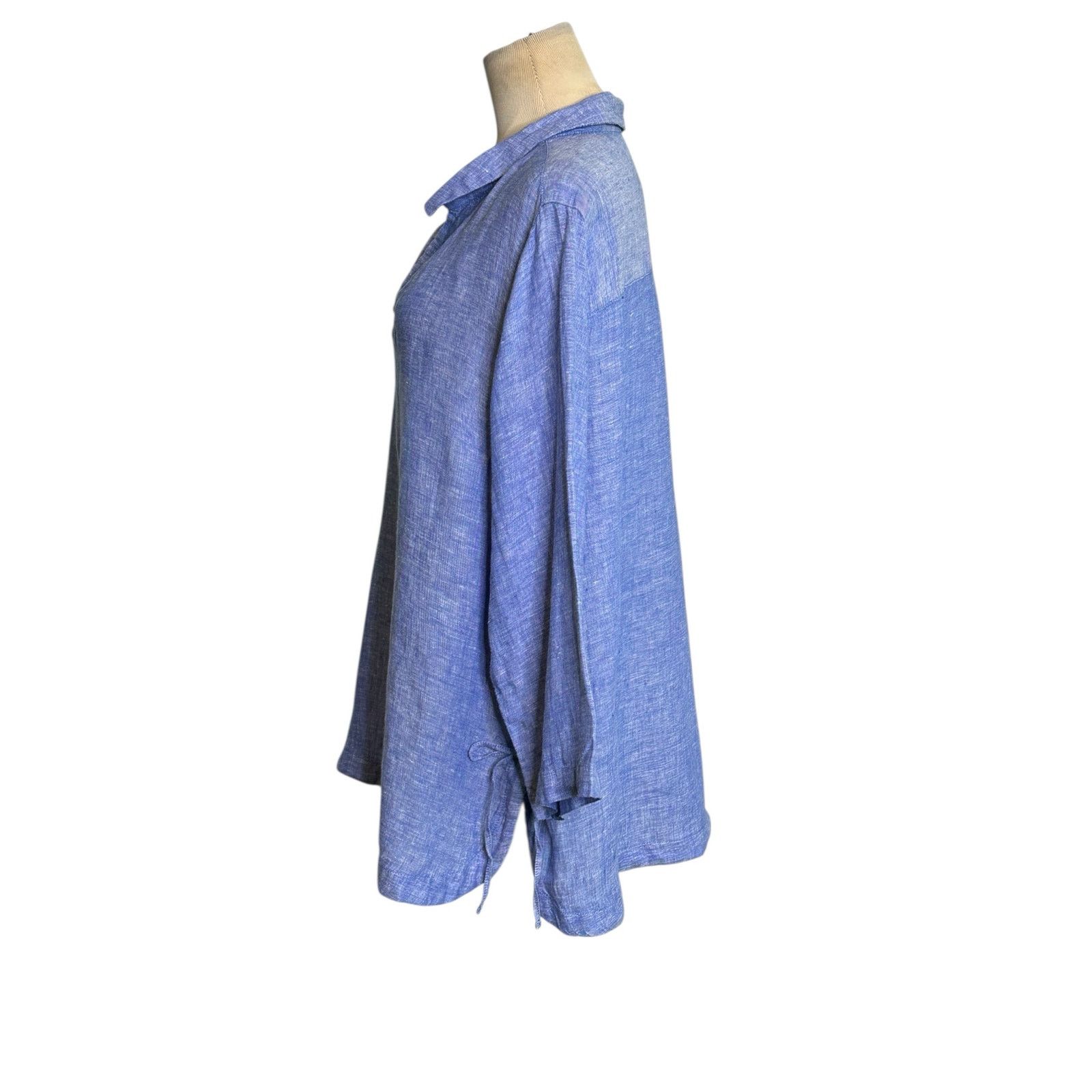 Isaac Mizrahi Isaac Mizrahi blue linen 3/4 sleeves tunic top size XL Size XL / US 12-14 / IT 48-50 - 5 Thumbnail