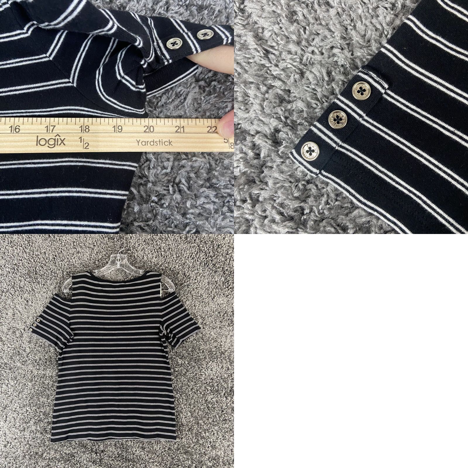 Tommy Hilfiger Tommy Hilfiger Blouse Women L Black Striped Shoulder Cutouts Womens Size L / US 10 / IT 46 - 8 Thumbnail