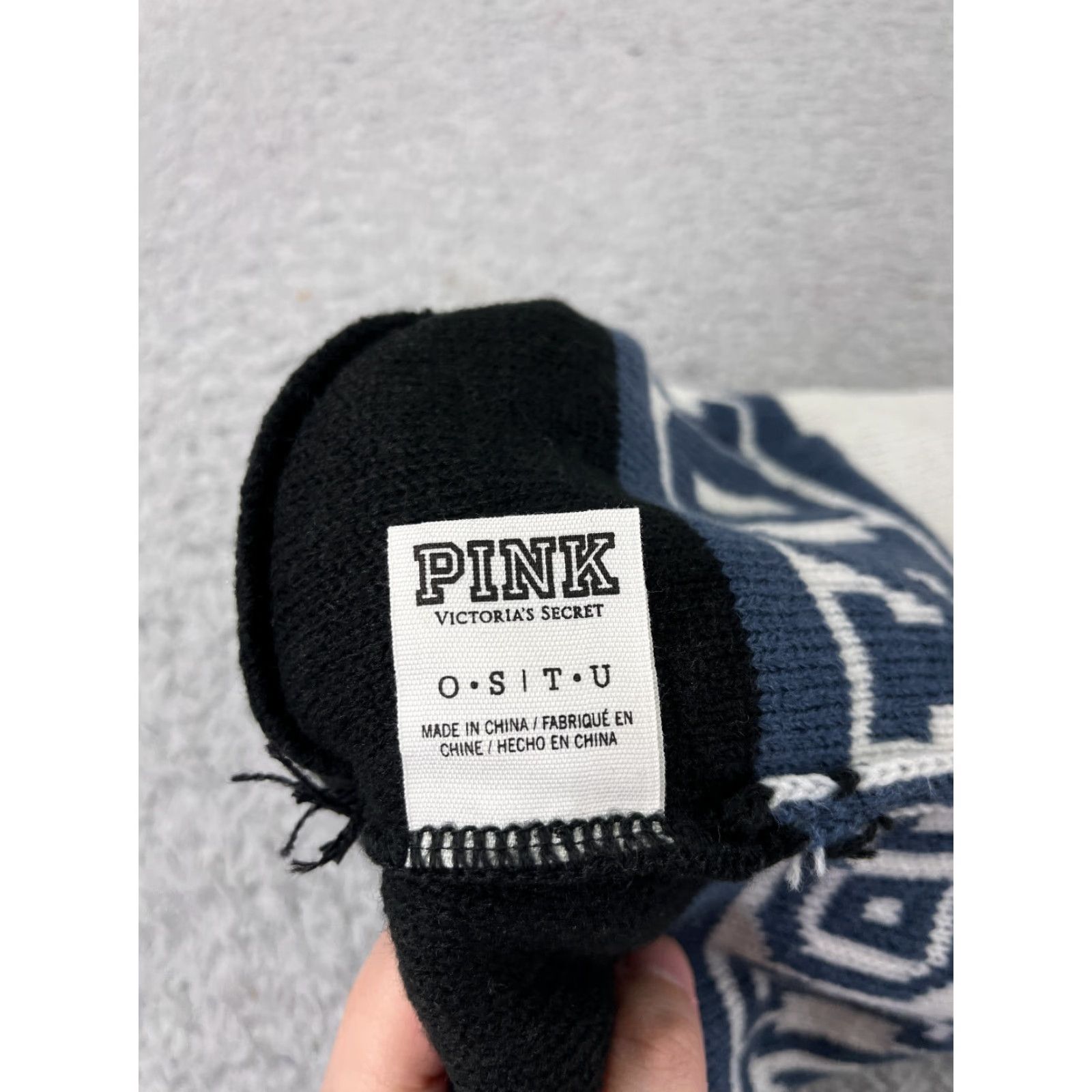 Victoria's Secret Victoria's Secret Beanie Adult One Size Blue Striped Knit PINKNATION Logo Winter Womens Size ONE SIZE - 7 Thumbnail