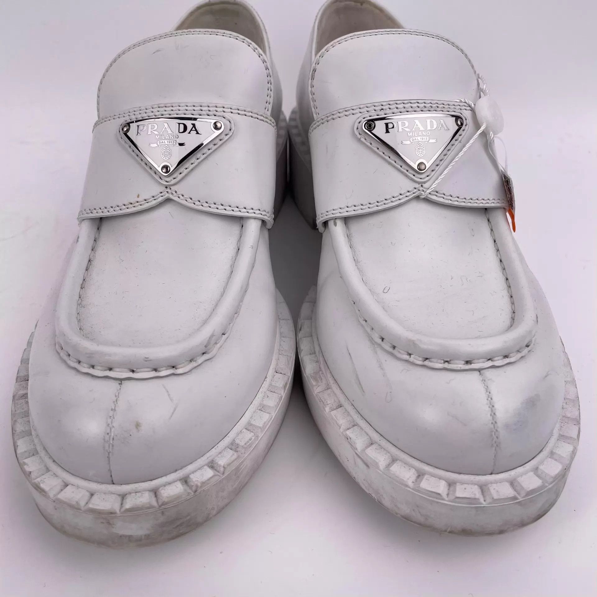 Prada Prada Women's White Chocolate Glossy Logo Loafer Size US 6.5 / IT 36.5 - 6 Thumbnail