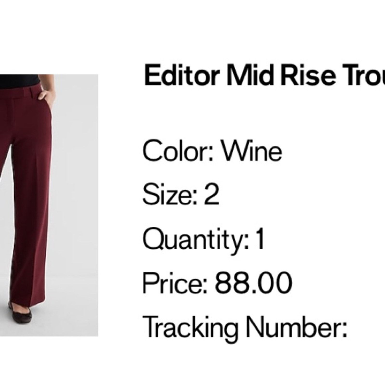 Express 014 NWT Express Editor Mid Rise Trouser Pant size 2 burgundy Size 26" / US 2 / IT 38 - 3 Thumbnail
