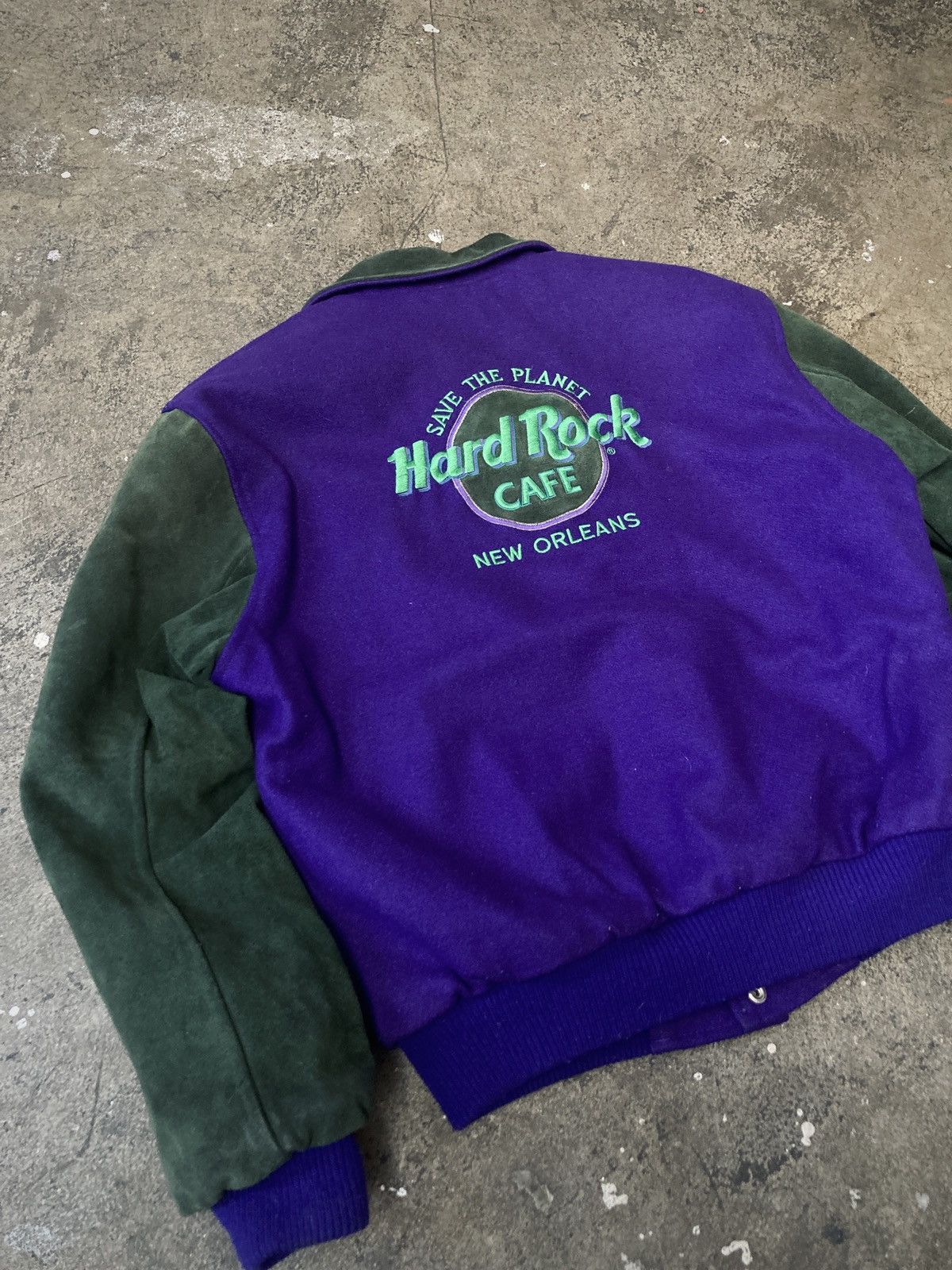 Hard Rock Cafe × Vintage Vintage 90s Hard Rock Café Leather & Wool Jacket Size US M / EU 48-50 / 2 - 12 Thumbnail