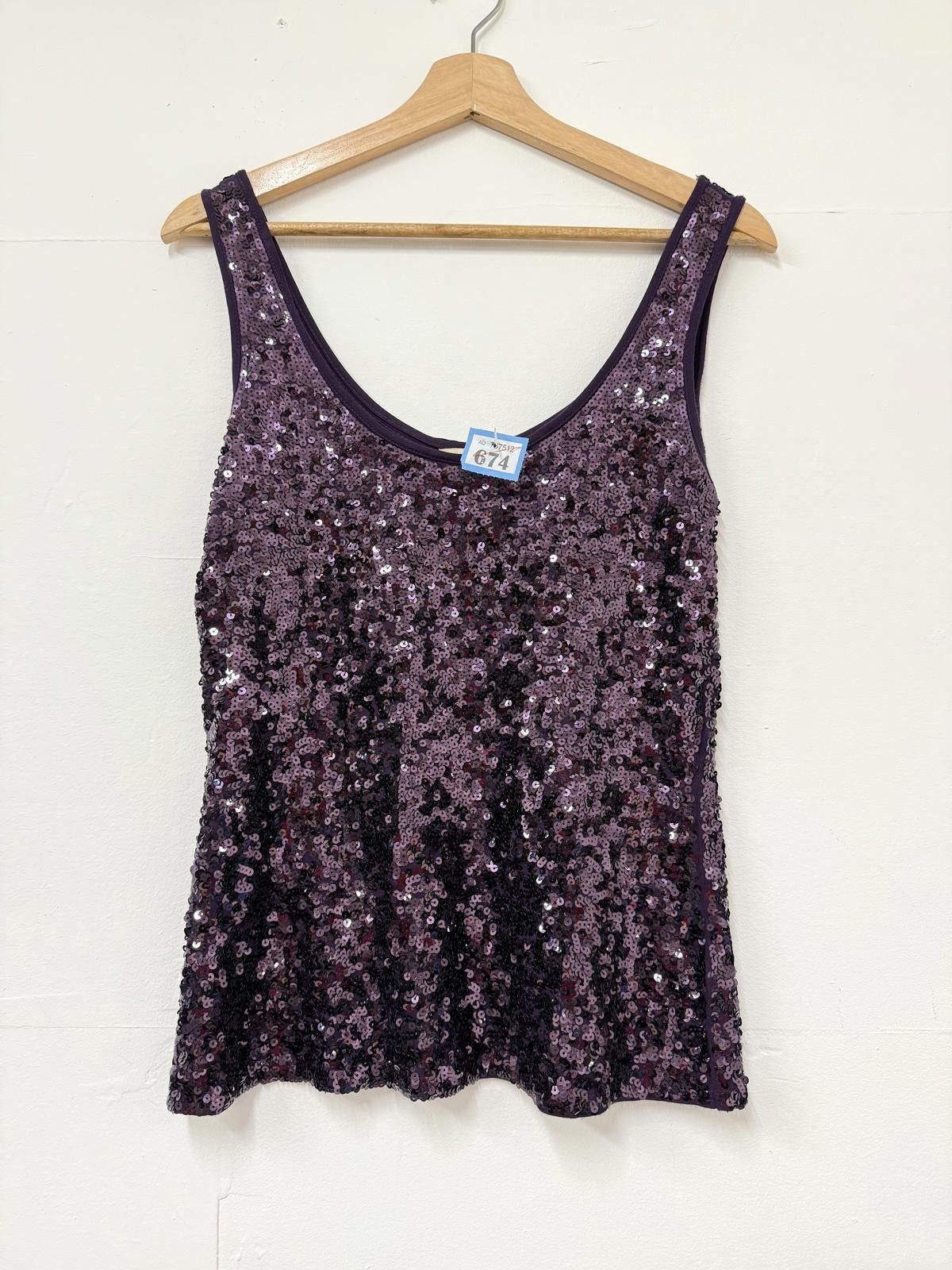 Other Monsoon Purple Sequin Sleeveless Top UK Size 12 / EU 40 Size ONE SIZE - 1 Thumbnail