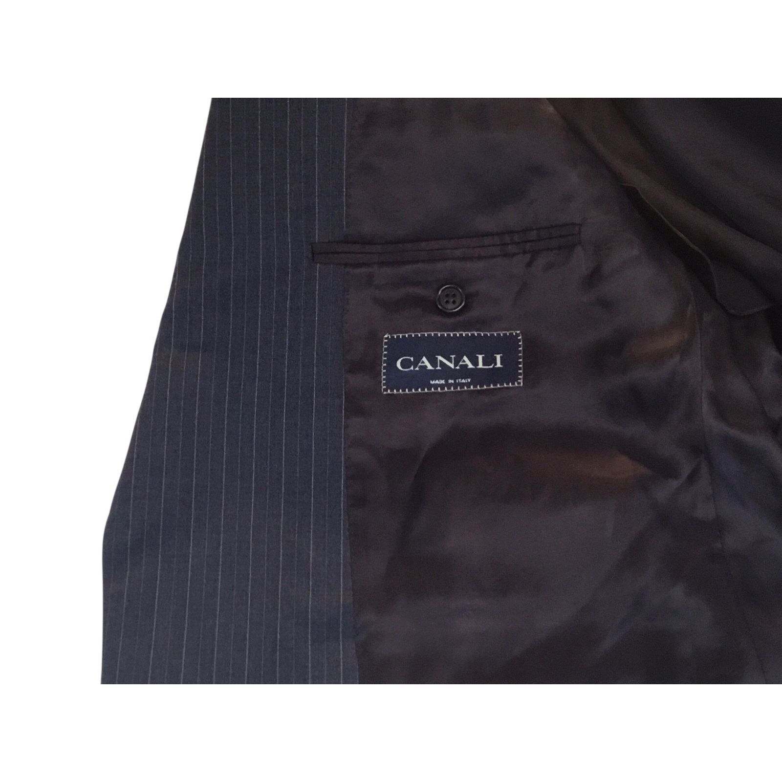 Canali Canali Navy Pinstripe Wool Suit Coat - Made in Italy Size 44R - 8 Thumbnail