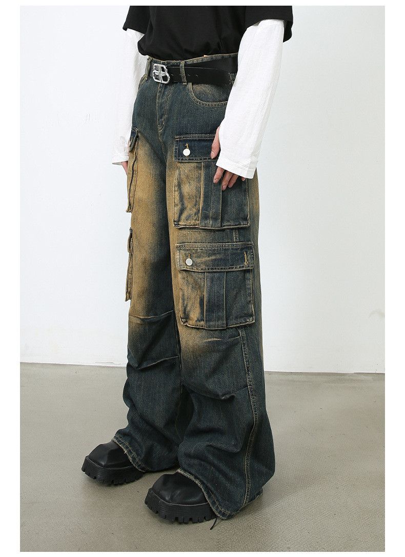 Japanese Brand × Jean American retro loose straight multi-pocket cargo jeans Size US 34 / EU 50 - 4 Thumbnail