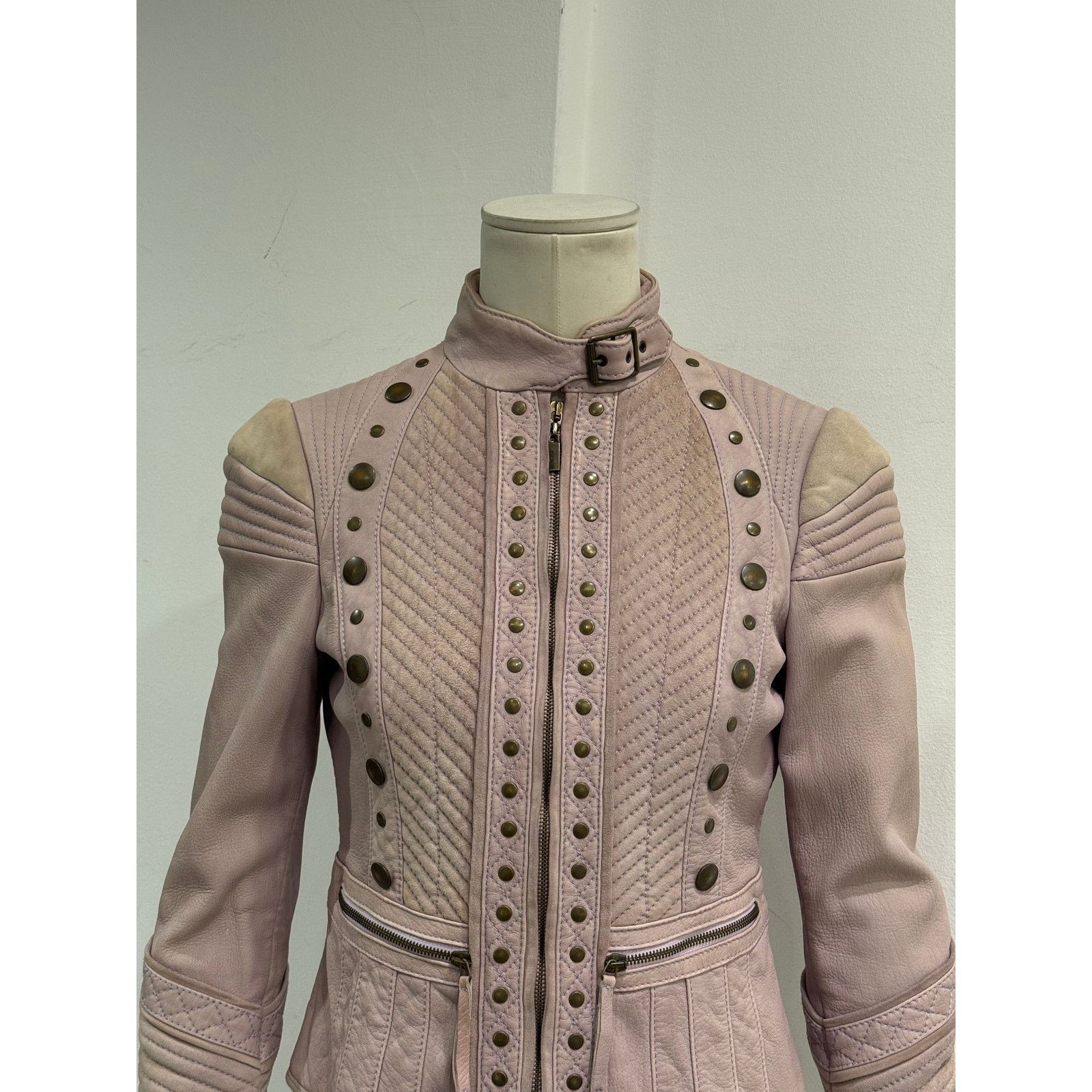 Roberto Cavalli 2000s Cavalli napoleon studded suede moto jacket Size M / US 6-8 / IT 42-44 - 5 Thumbnail