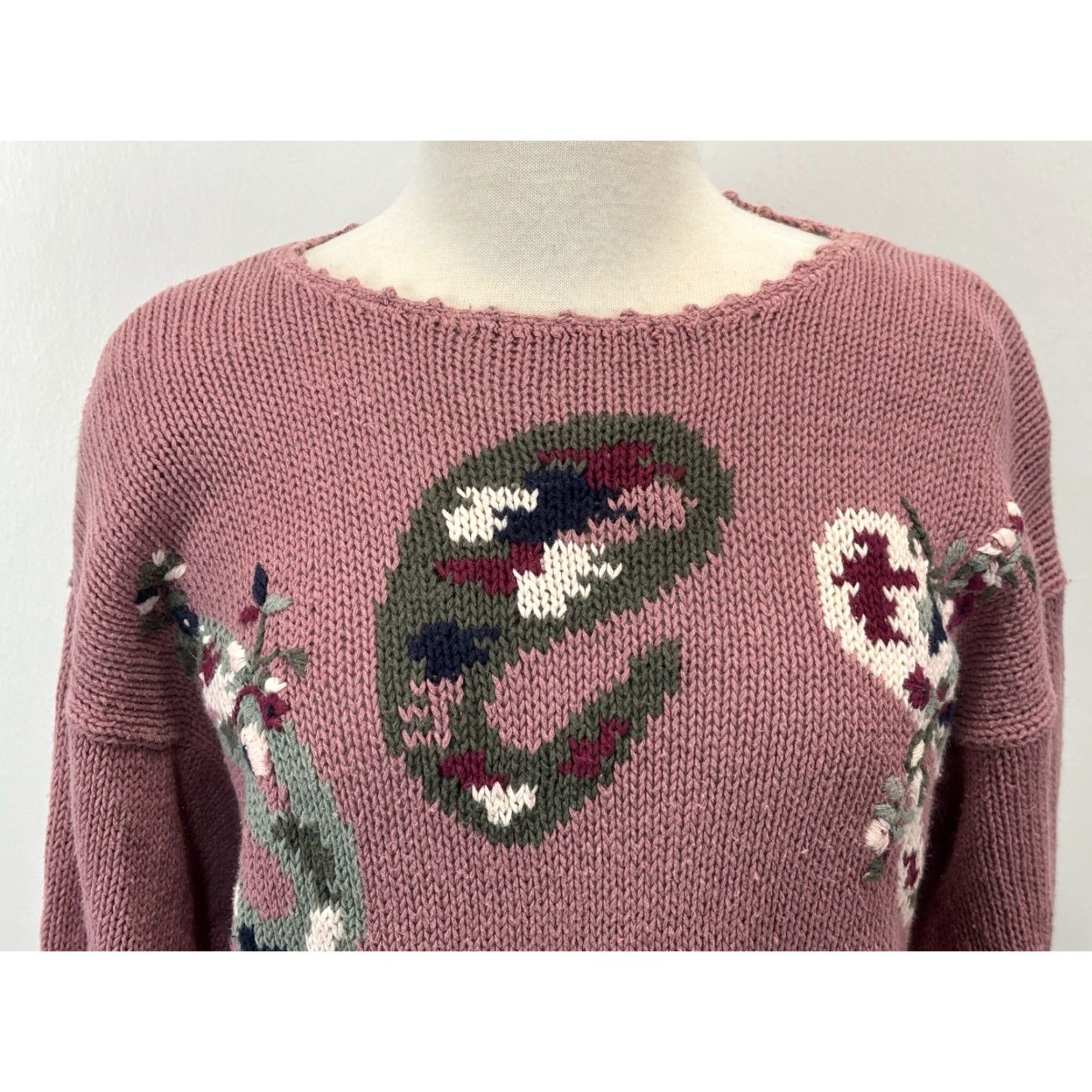 Vintage VINTAGE Shenanigans Tunic Sweater Women’s M Mauve Paisley 90s Knit Ramie Cotton Long Sleeve Size M / US 6-8 / IT 42-44 - 5 Thumbnail