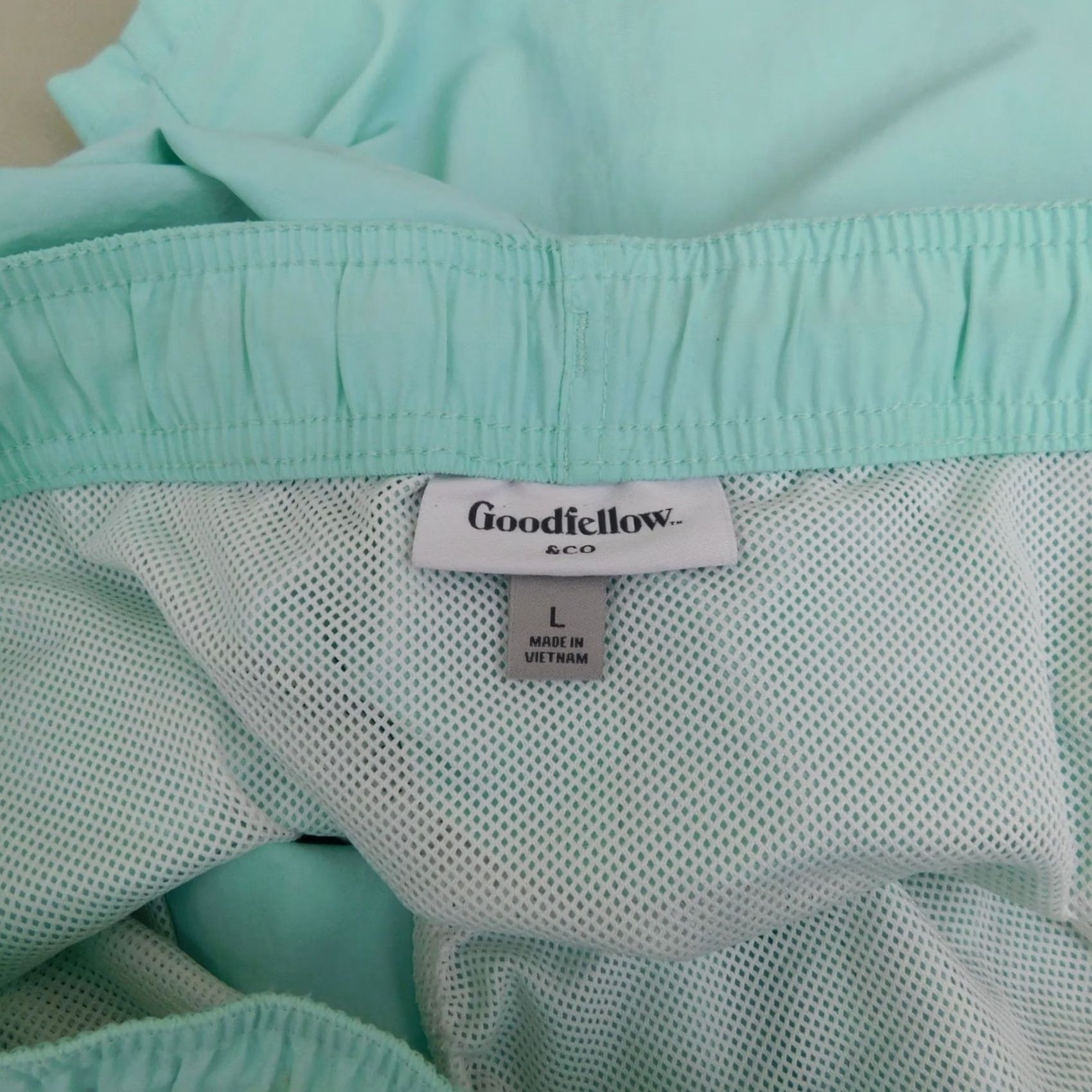 Vintage Goodfellow & Co Swim Trunks Shorts Seafoam Green L Adults Pockets Beach Tropical Mens Size US 33 - 5 Thumbnail