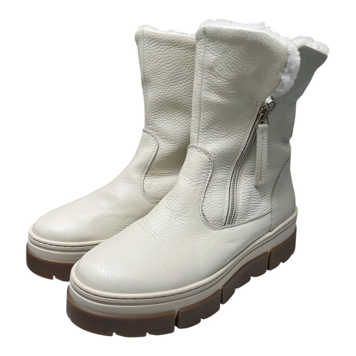 Other Sole Bliss Cream Leather Wonder Shearling Boots Size US 7 Size US 7 / IT 37 - 1 Thumbnail