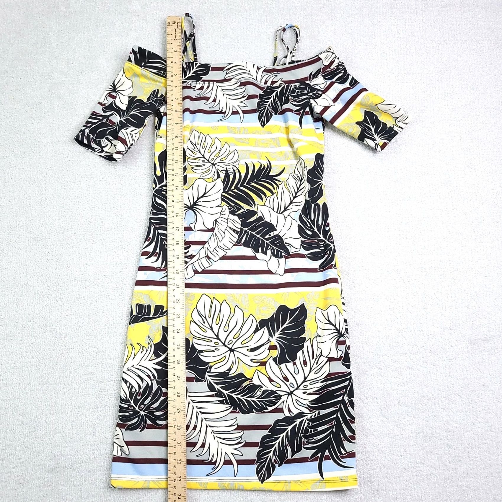 H&M H&M Tropical Hawaiian Dress Women's Small Multicolor Off The Shoulder Strappy Dress) Size S / US 4 / IT 40 - 4 Thumbnail