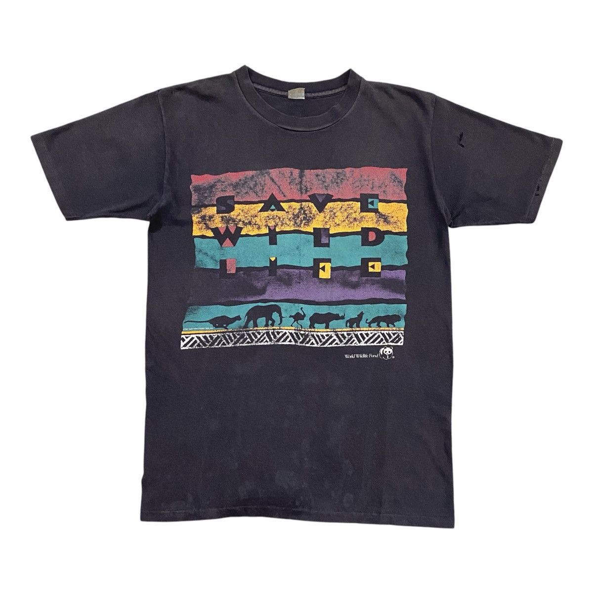 Habitat Vintage 80s World Wildlife Fund WWF Aztec 1989 Tshirt Size US S / EU 44-46 / 1 - 1 Thumbnail