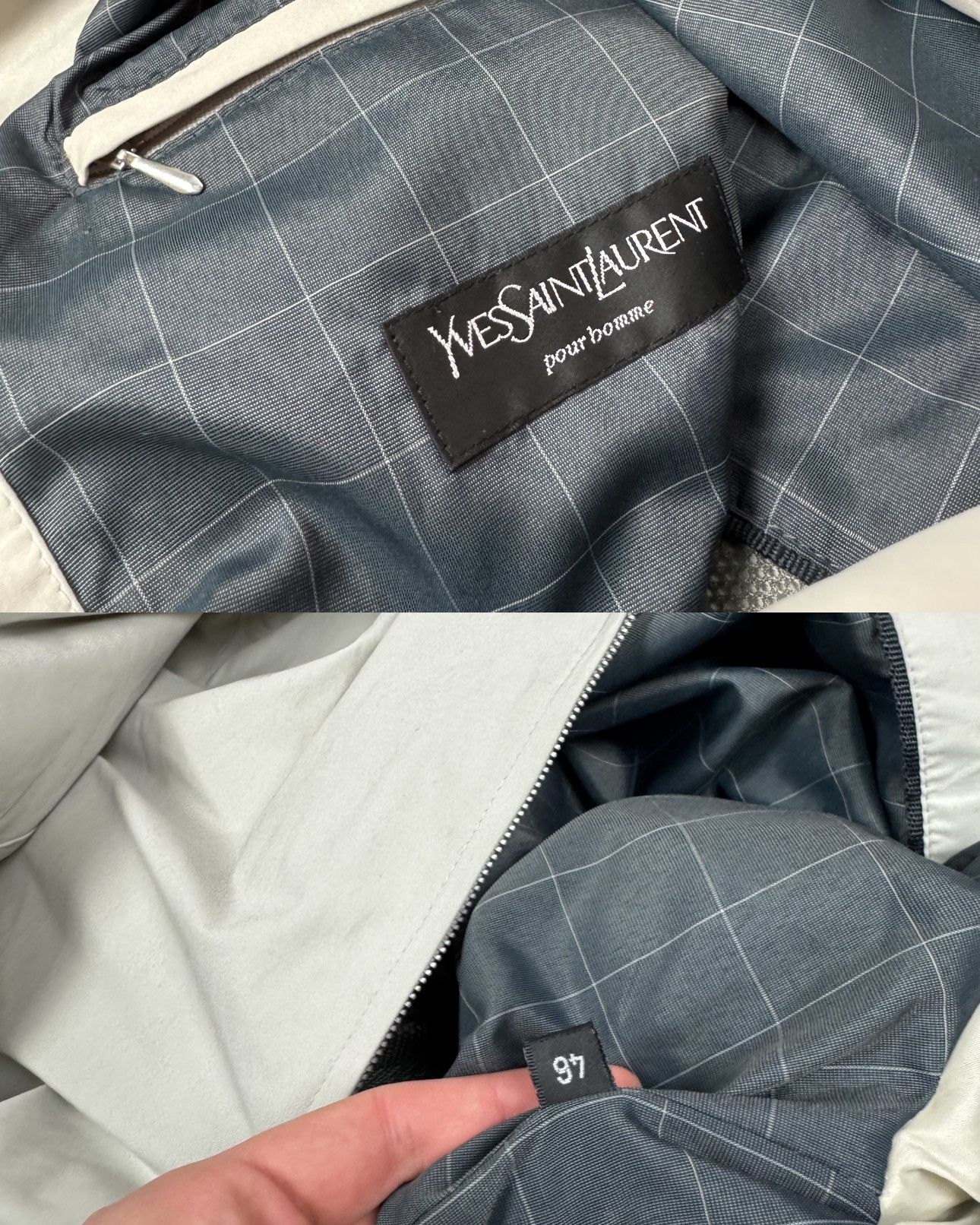 Vintage × Yves Saint Laurent Yves Saint Laurent Men Gray Pocket Long Sleeve Full Zip Coat Size US XL / EU 56 / 4 - 2 Thumbnail