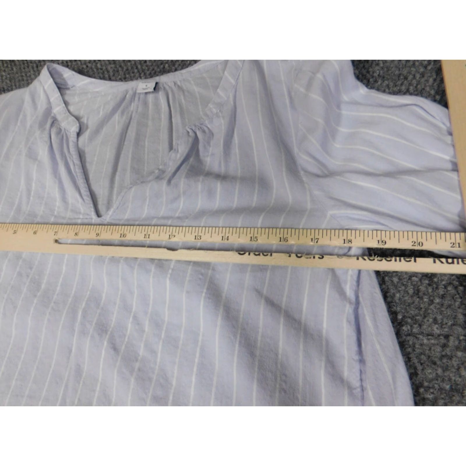 Old Navy Old Navy Womens Blouse S Purple Striped Pullover Collared Shirt (Casual) Cotton Viscoe Sheer Button" Size S / US 4 / IT 40 - 5 Thumbnail
