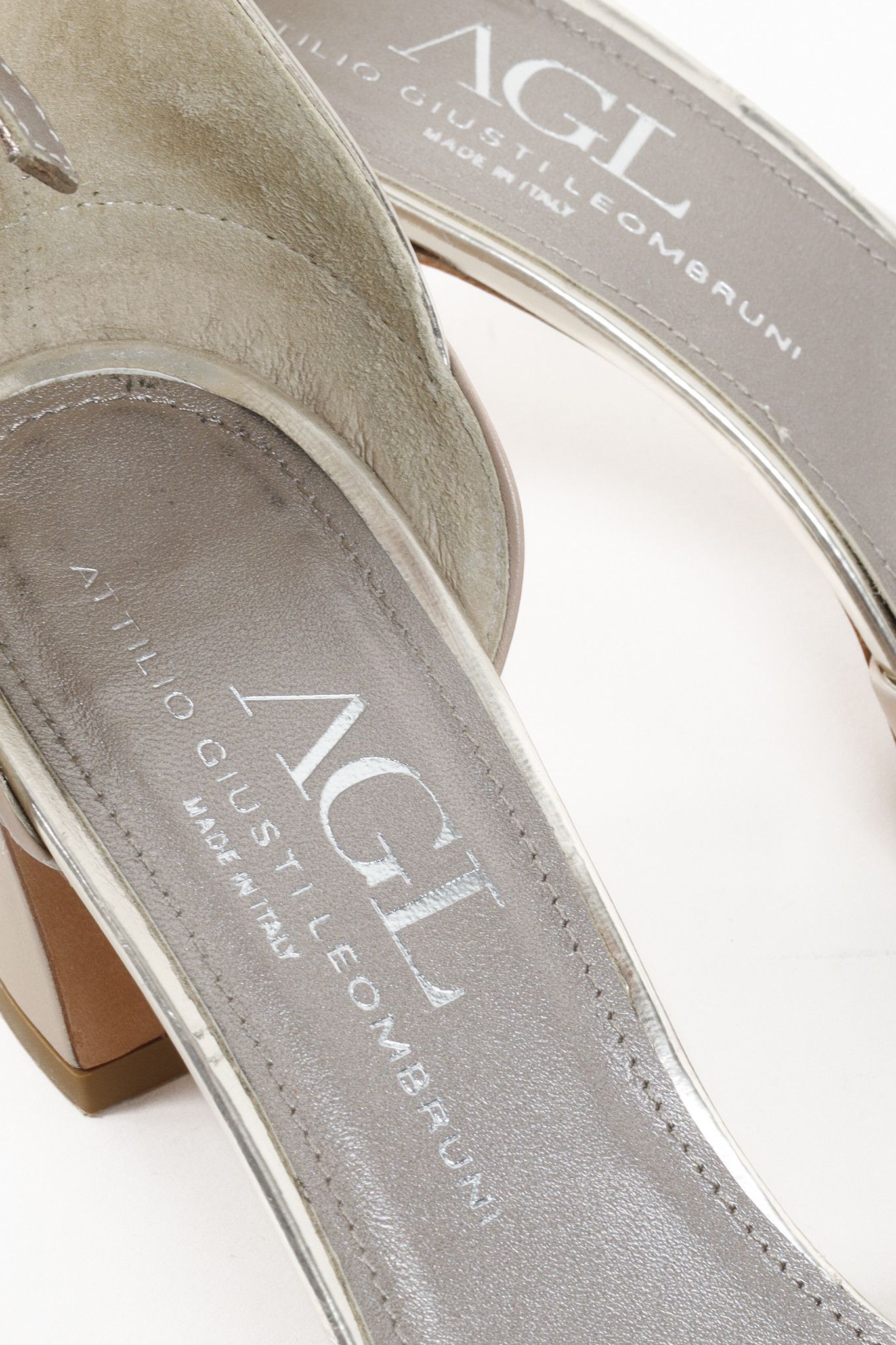 AGL AGL Beige Rose Gold Silver Ankle Strap Block Heels Size US 9.5 / IT 39.5 - 9 Thumbnail