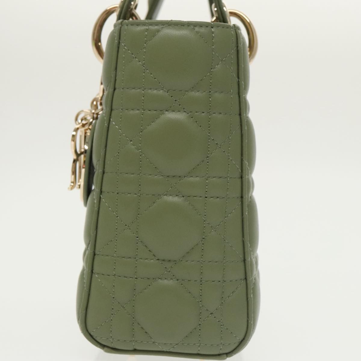 DIOR Canage Small Lady DIOR Bag Lamb Skin Green Gold