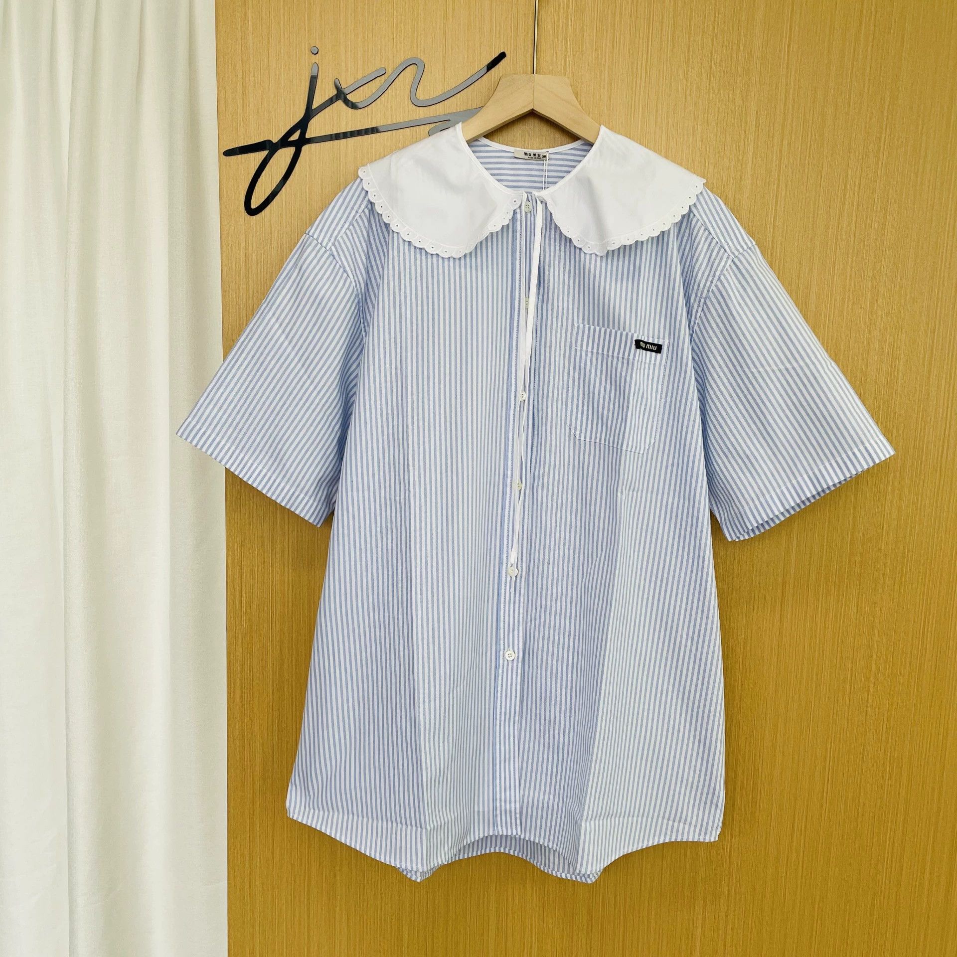 Miu Miu MIU MIU women's blue striped short-sleeve dress 36 Size XS / US 0-2 / IT 36-38 - 1 Thumbnail