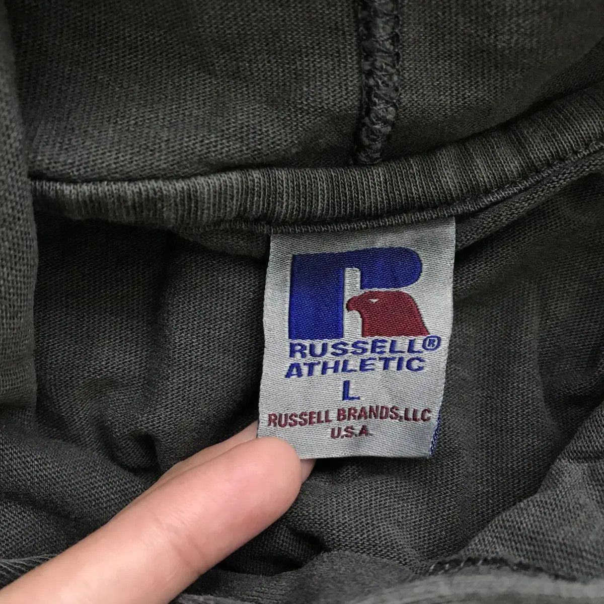 Russell Athletic × Vintage Vintage 90’ RUSSELL ATHLETIC USA Team Plain Hoodie Pullover Size L / US 10 / IT 46 - 5 Thumbnail