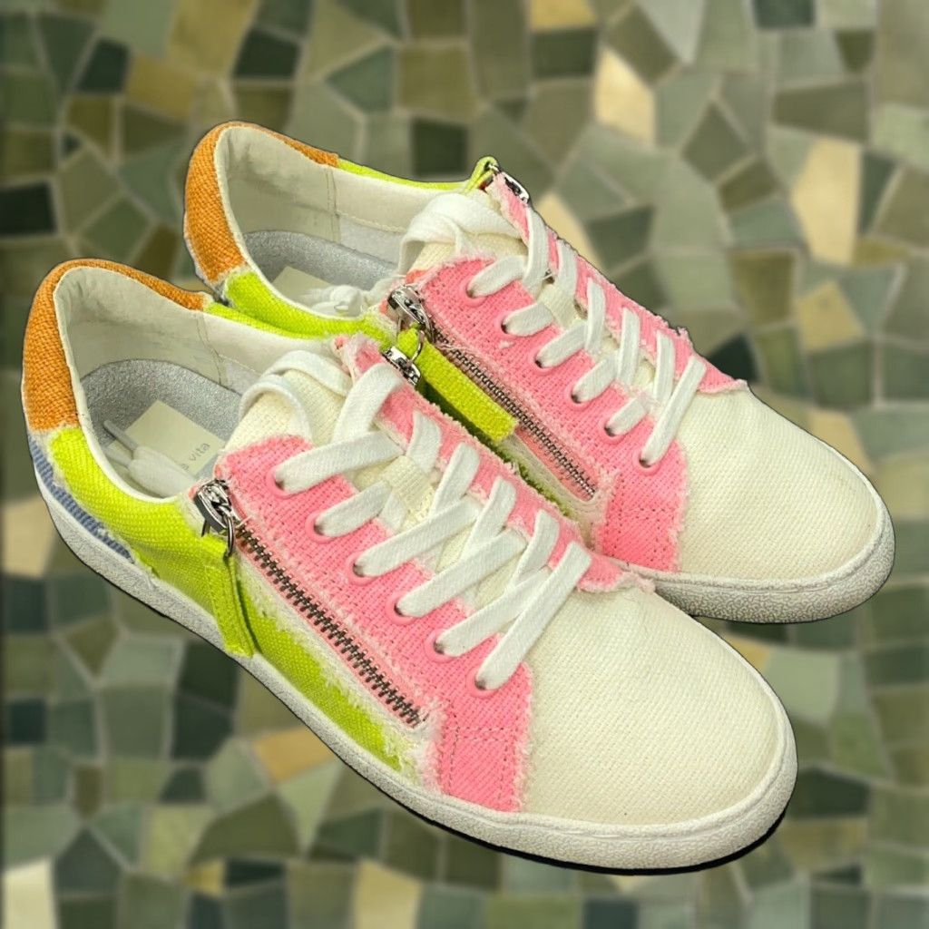 Dolce Vita Dolce Vita Sneakers Womens Size 6 Patchwork Zip Pink Yellow Blue Size US 6 / IT 36 - 1 Thumbnail