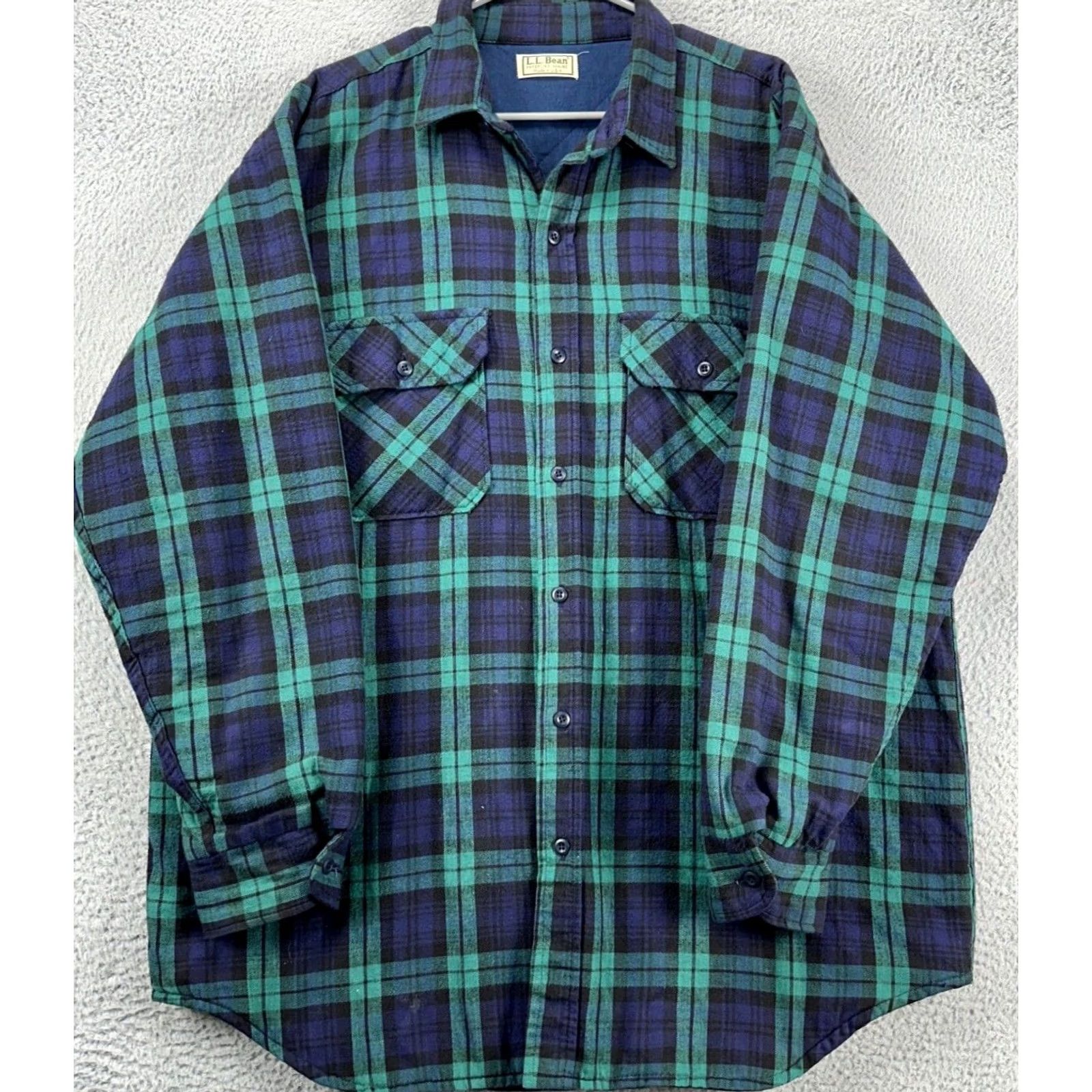 Vintage VINTAGE L.L. Bean Shirt Mens XLT Tall Shacket Thinsulate Plaid Blue Green USA Made Size US XL / EU 56 / 4 - 5 Thumbnail