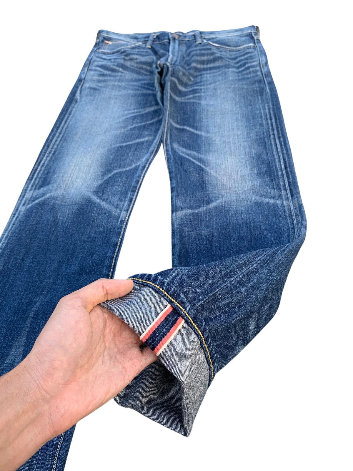 Kapital VINTAGE EDWIN 505zx SELVEDGE BUCKLE BACK DISTRESSED DENIM Size US 35 - 6 Thumbnail
