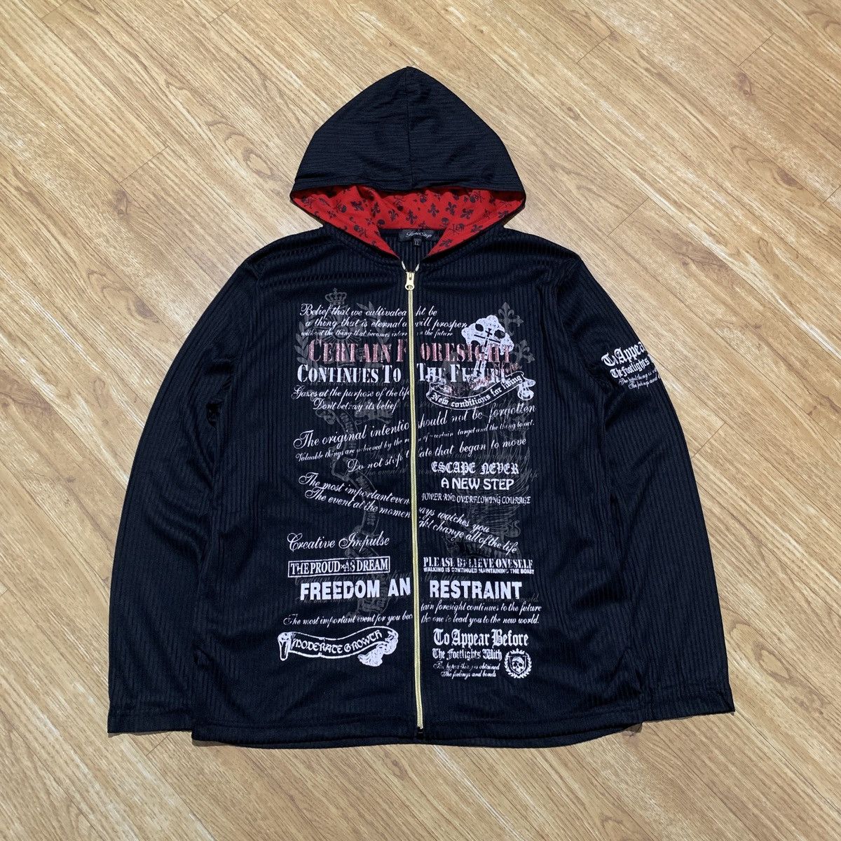 トップス 00s archive japanese label hoodie grunge Japanese Brand 2000s Collins Skulls Poem Cross Grunge Punk Style