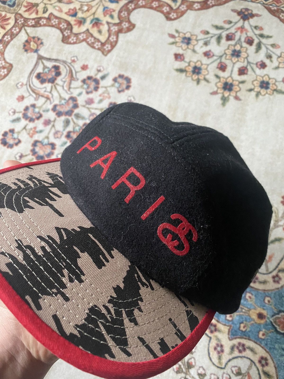 Stussy × Vintage Vintage Stussy Paris 5 Panel Wool Adjustable Cap Hat Size ONE SIZE - 2 Thumbnail