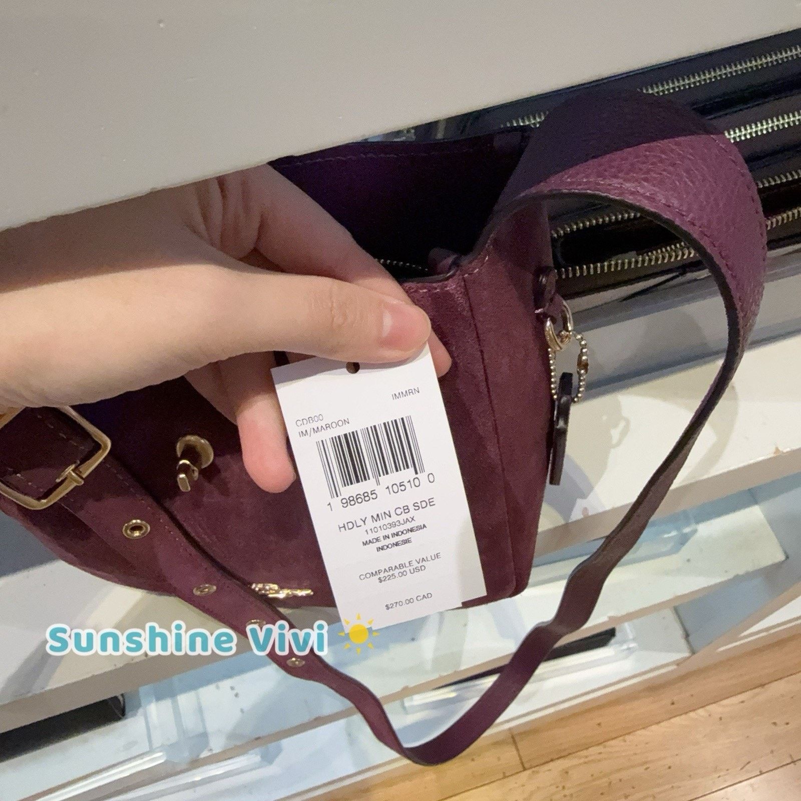 Coach NWT Coach Hadley Mini Bag Suede Maroon Purple CDB00 Size ONE SIZE - 8 Thumbnail
