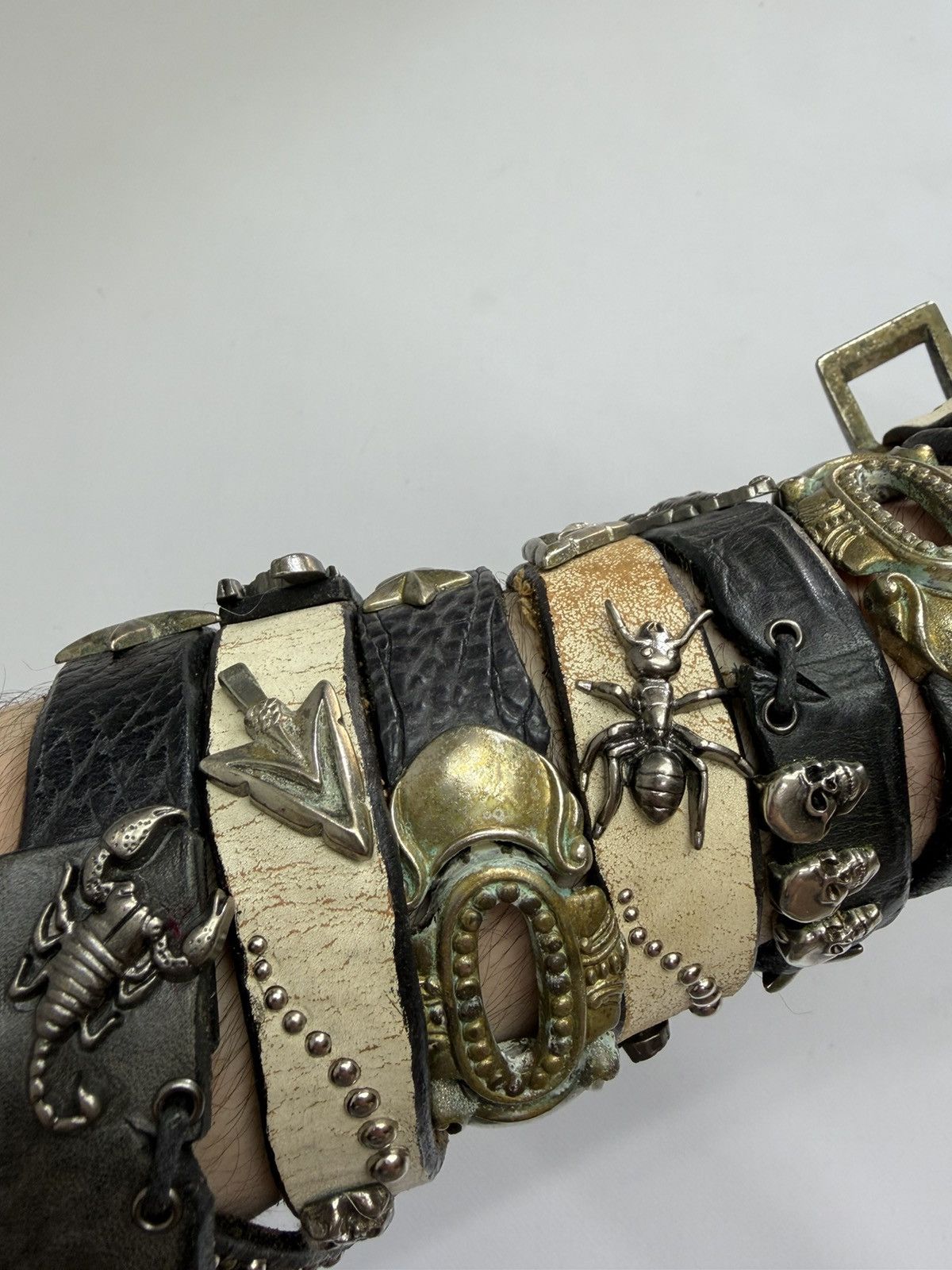 If Six Was Nine Vintage Studded Leather Tribal Belt Y2K Punk Grunge Rockstar Size 34 - 18 Thumbnail