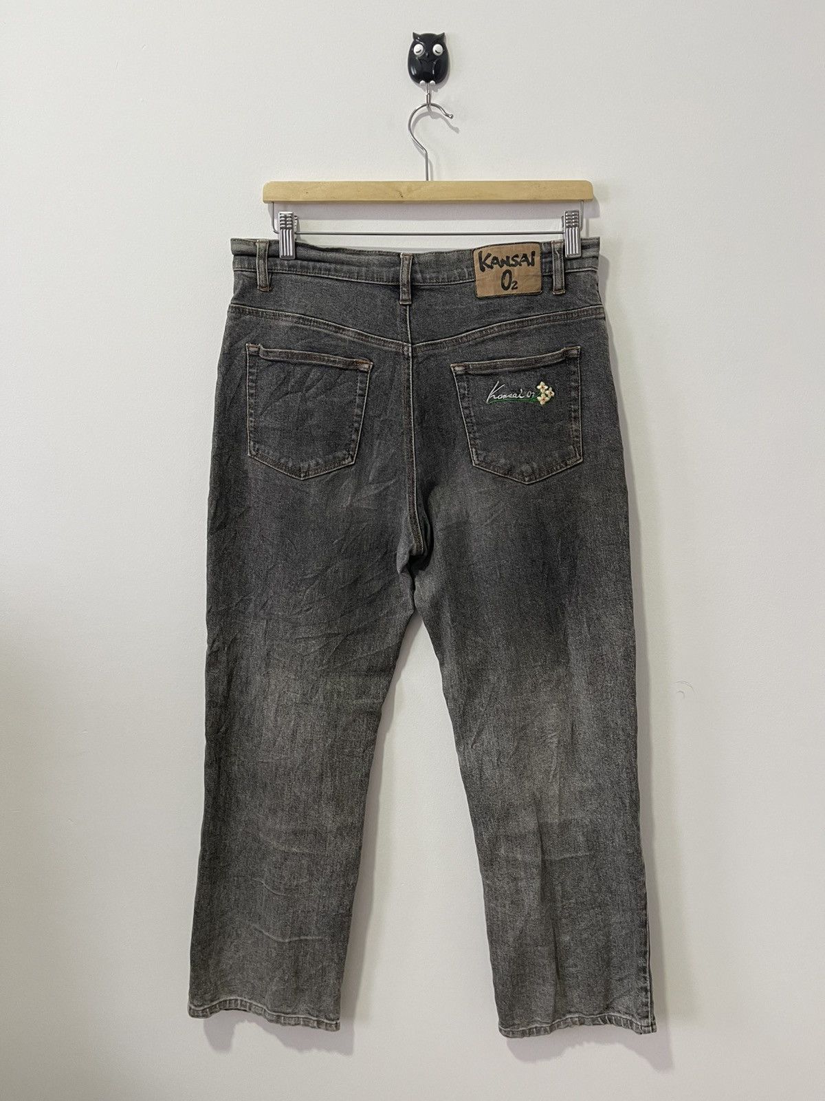 Kansai Yamamoto Rare Vintage KANSAI 02 Embroidered Back Pocket Faded Black Size US 30 / EU 46 - 1 Thumbnail
