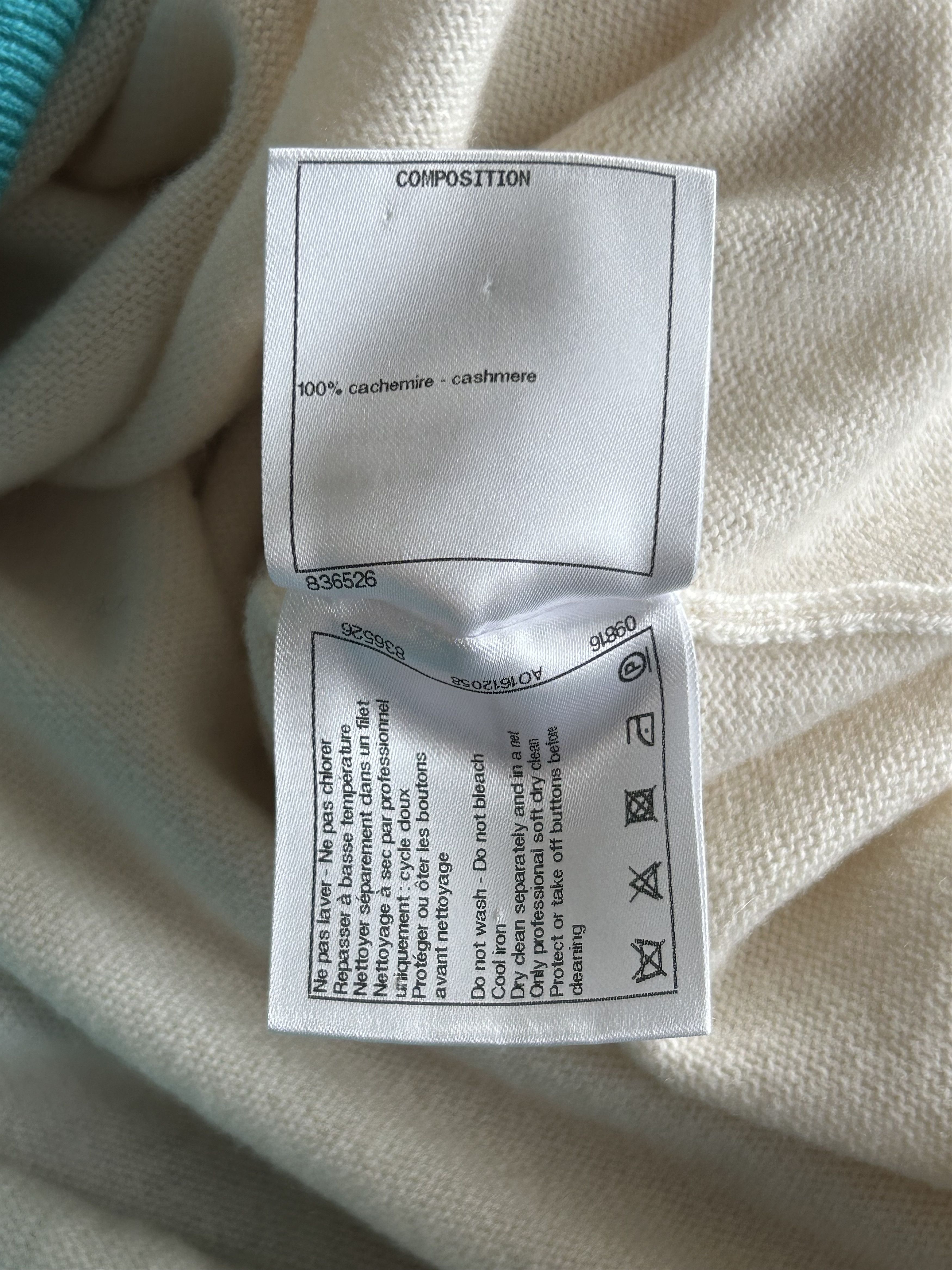 Chanel Chanel White & Turquoise La Pausa Women's Sweater Size M / US 6-8 / IT 42-44 - 5 Thumbnail