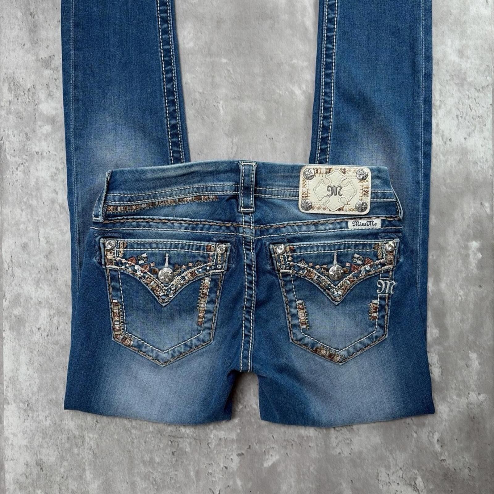 Other Y2K Light Wash Miss Me Grunge Embellished Skinny Denim Jeans Size 25" / US 0 / IT 36 - 2 Thumbnail