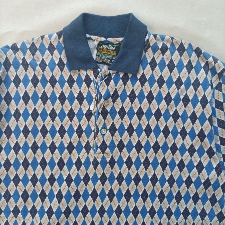 RRL Ralph Lauren × Vintage 90s Chip Beck diamond pattern polo shirt Size US M / EU 48-50 / 2 - 2 Thumbnail