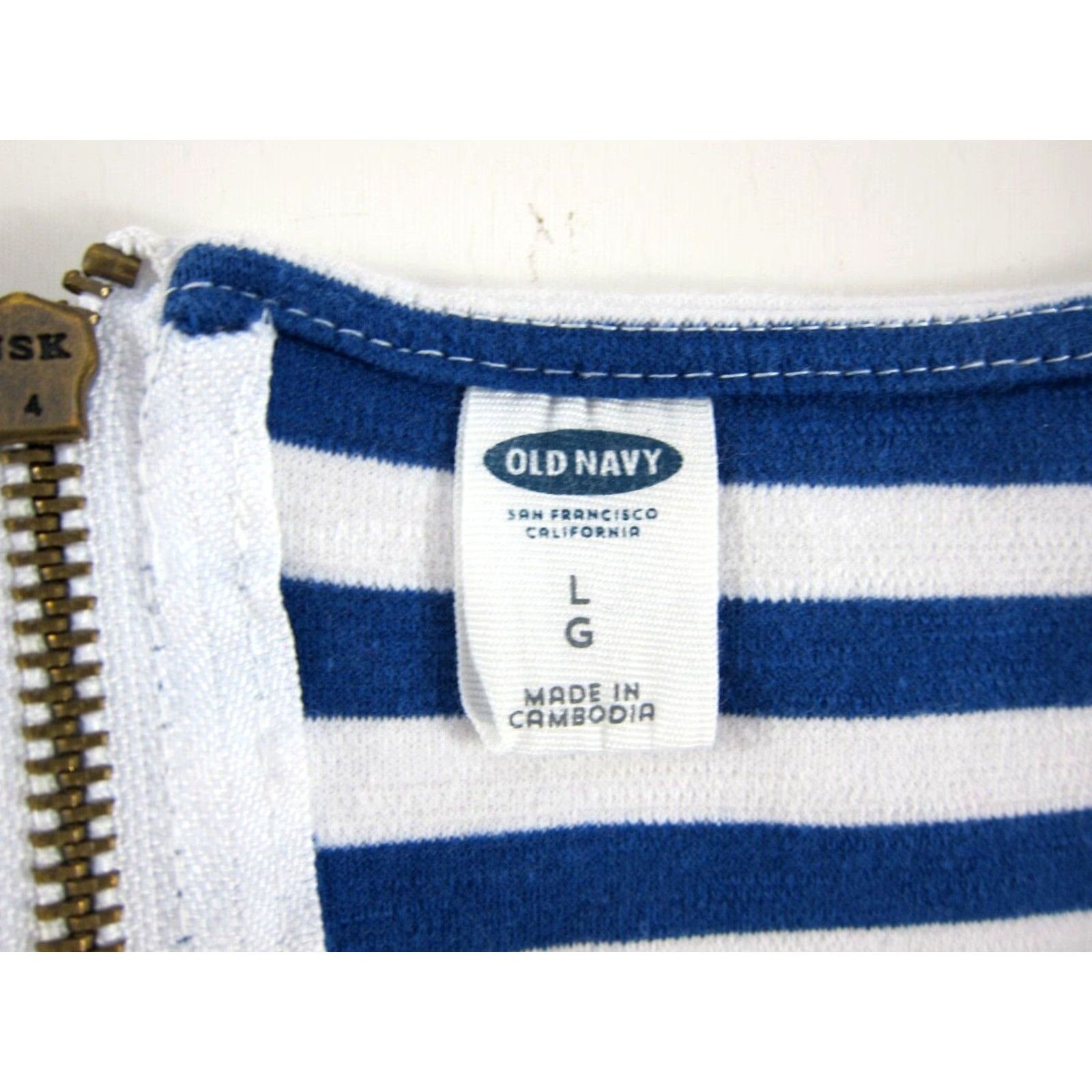 Old Navy Old Navy Cotton Stretch Blue White Stripe V-Neck Tunic Tank Dress Large Size L / US 10 / IT 46 - 3 Thumbnail