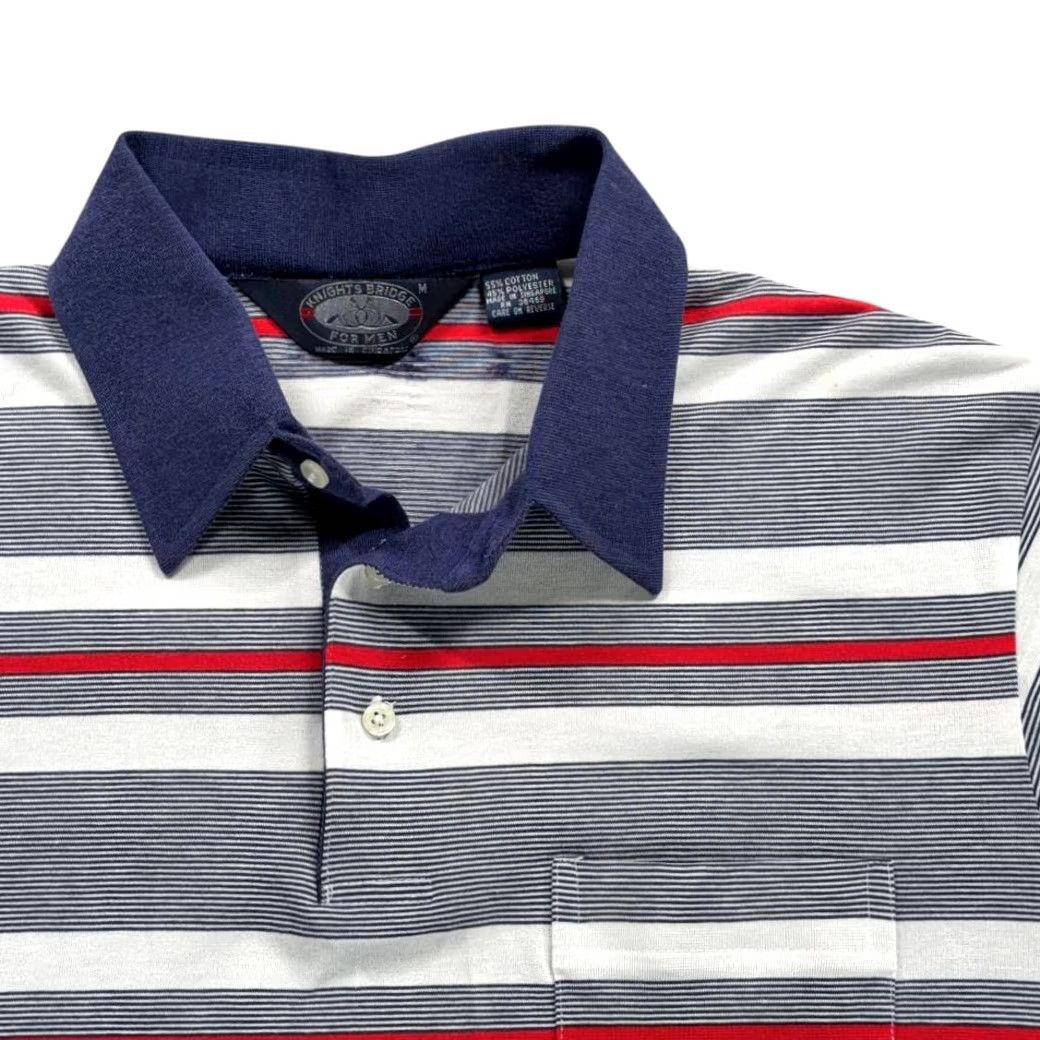 Vintage Vintage Knightsbridge Polo Shirt Adult SMALL Blue White Red Striped Pocket 80s Size US S / EU 44-46 / 1 - 2 Thumbnail