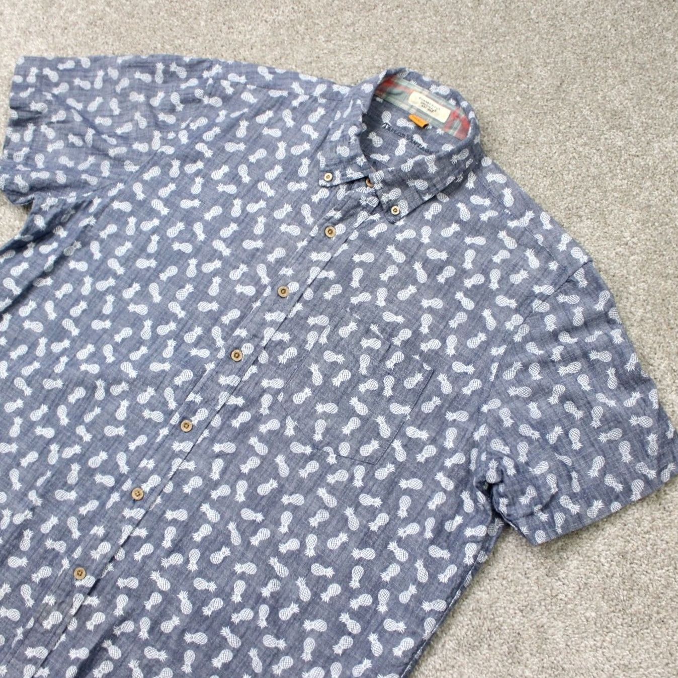 Vintage Tailor Vintage AOP Shirt Mens XL Blue Pineapple All Over Print Short Sleeve Size US XL / EU 56 / 4 - 3 Thumbnail