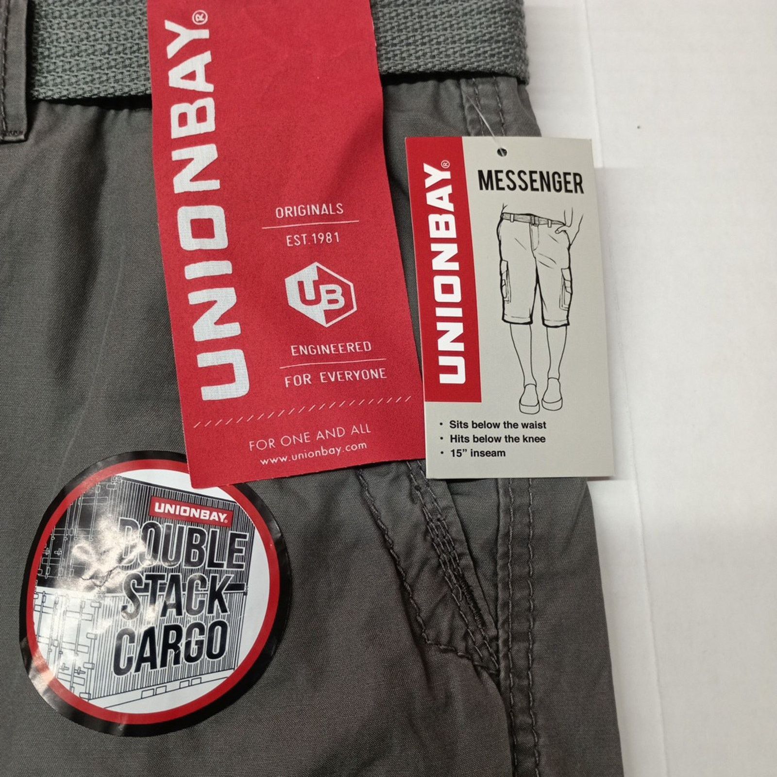 UNIONBAY Unionbay Men's Cargo Shorts Size 38 Gray Goose + Belt Cotton Size US 38 / EU 54 - 3 Thumbnail