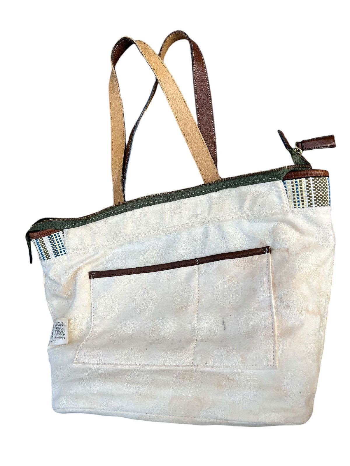 Leather Vintage Matsuemon Sail Japan Patina Leather Cotton Tote Bag Size ONE SIZE - 23 Thumbnail
